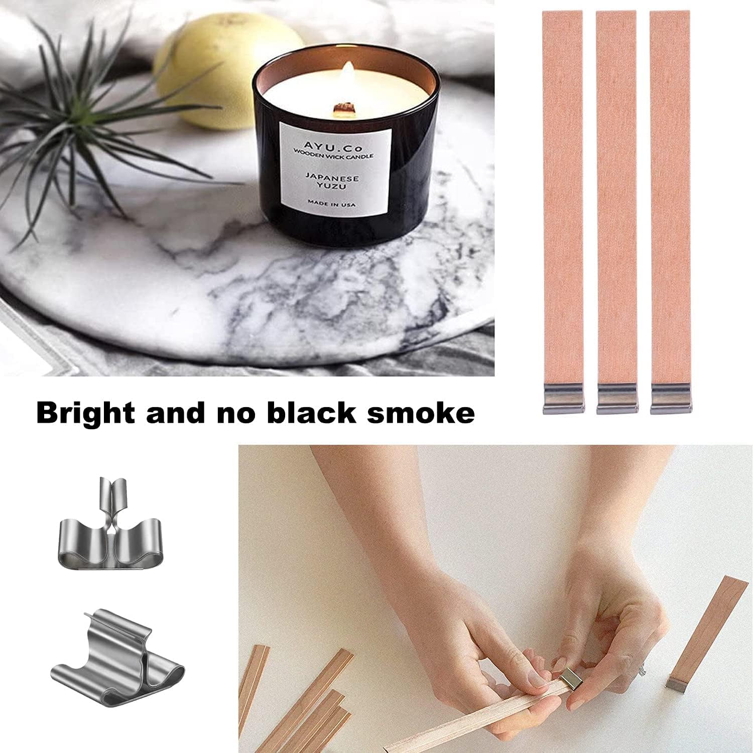 150pcs Wooden Candle Wicks with Trimmer Crackling