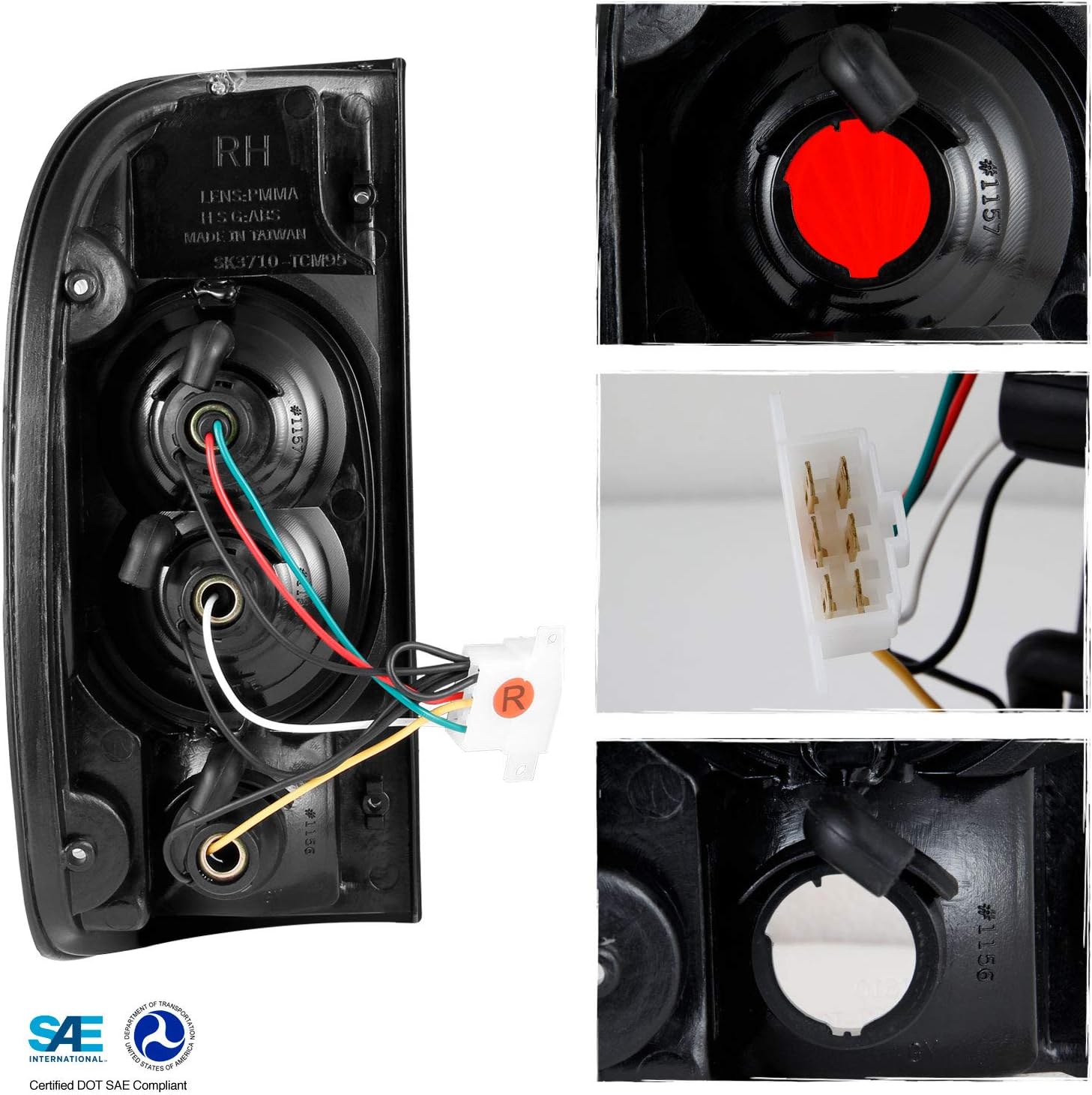 AKKON - For 2001-2004 Toyota Tacoma Pickup Truck JDM Black Tail Brake Lights Set Left + Right Pair