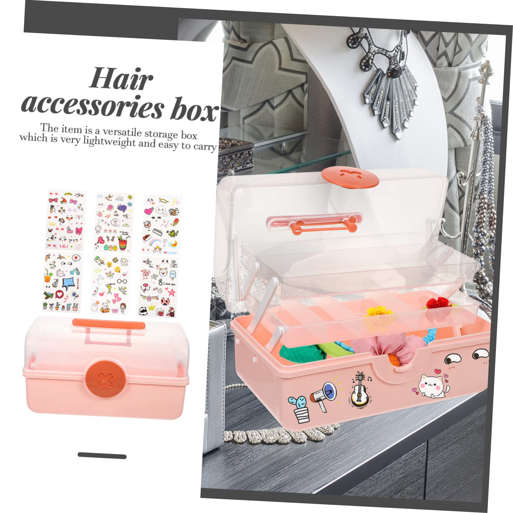 Mehrlagiges Haaraccessoire Aufbewahrungsetui für Mädchen mit Großem Fassungsvermögen Rosa Kunststoff Praktisches Organizer Design zur Übersichtlichen Aufbewahrung von Haarspangen