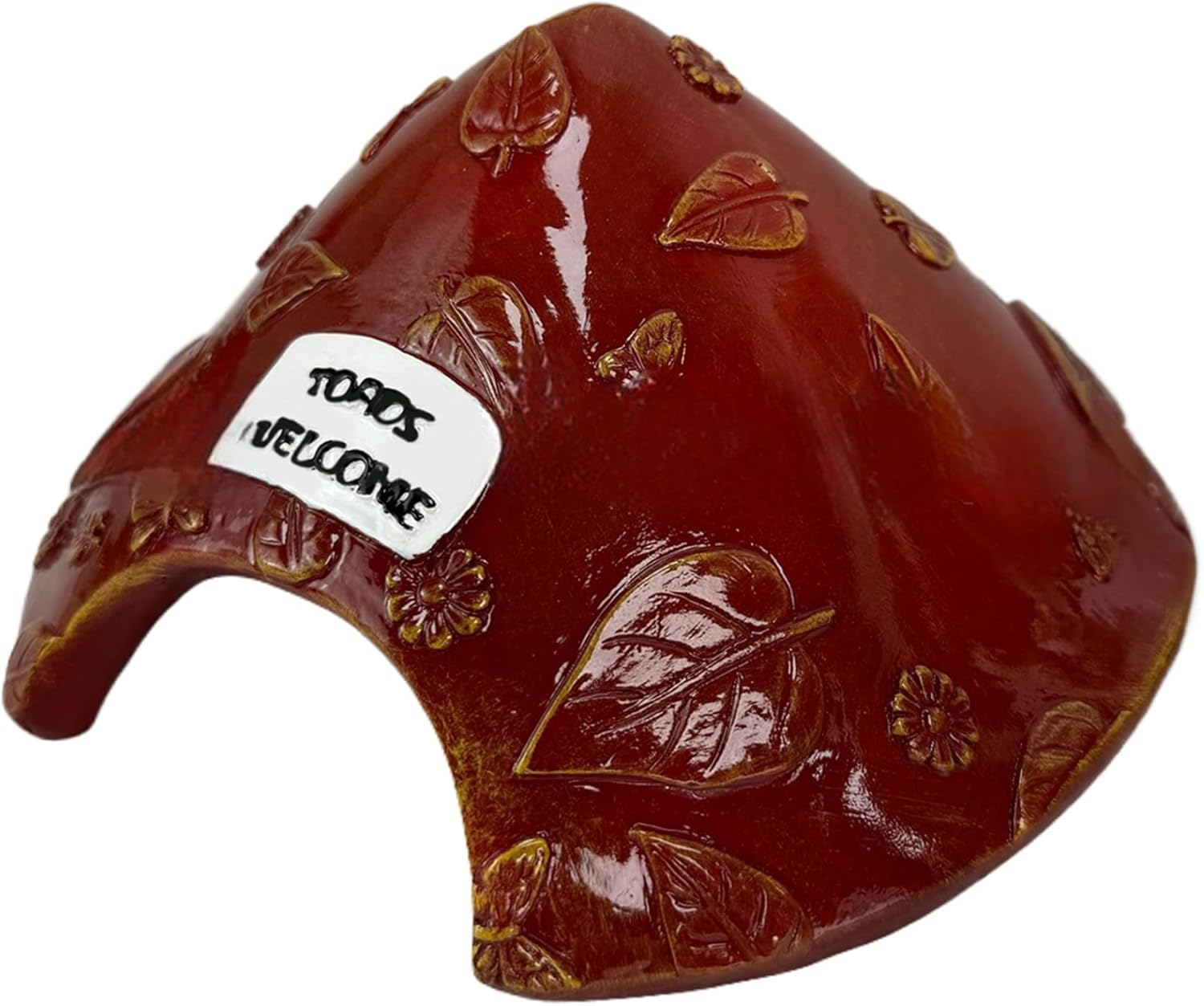 Toad House Leaf Pattern Frog House Resin Protective Toad Habitat with Welcome Sign 8x4in Cute Toad House Frog Habitat for Outside Garden, Zoo, Aquarium.