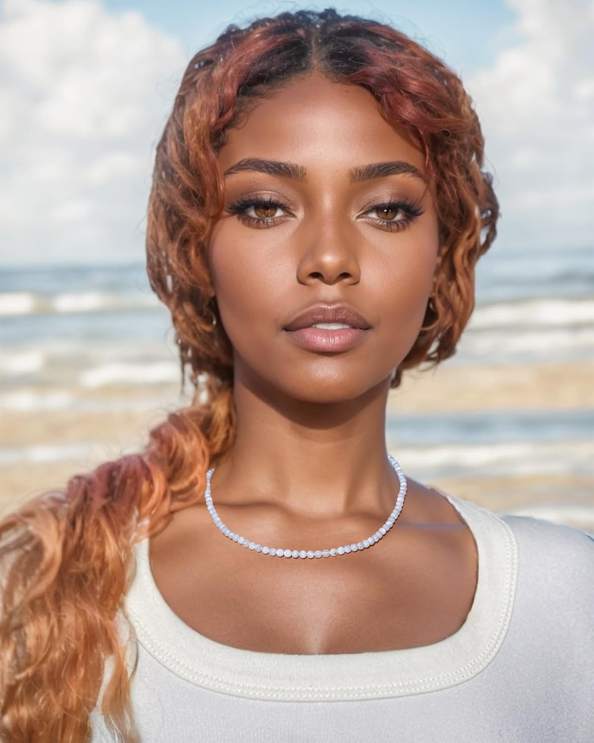 Simple Choker Necklace for Women Real Stone and Crystals Necklaces 4mm Beaded Choker Jewelry Meditation Gift for Women (16"+2") - Image 2