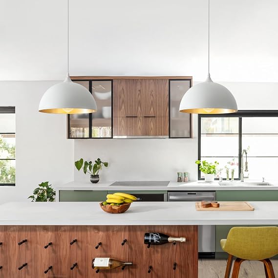 11.8 White Pendant Lights 2 Pack and 15.7 Farmhouse Pendant Light 2 Pack