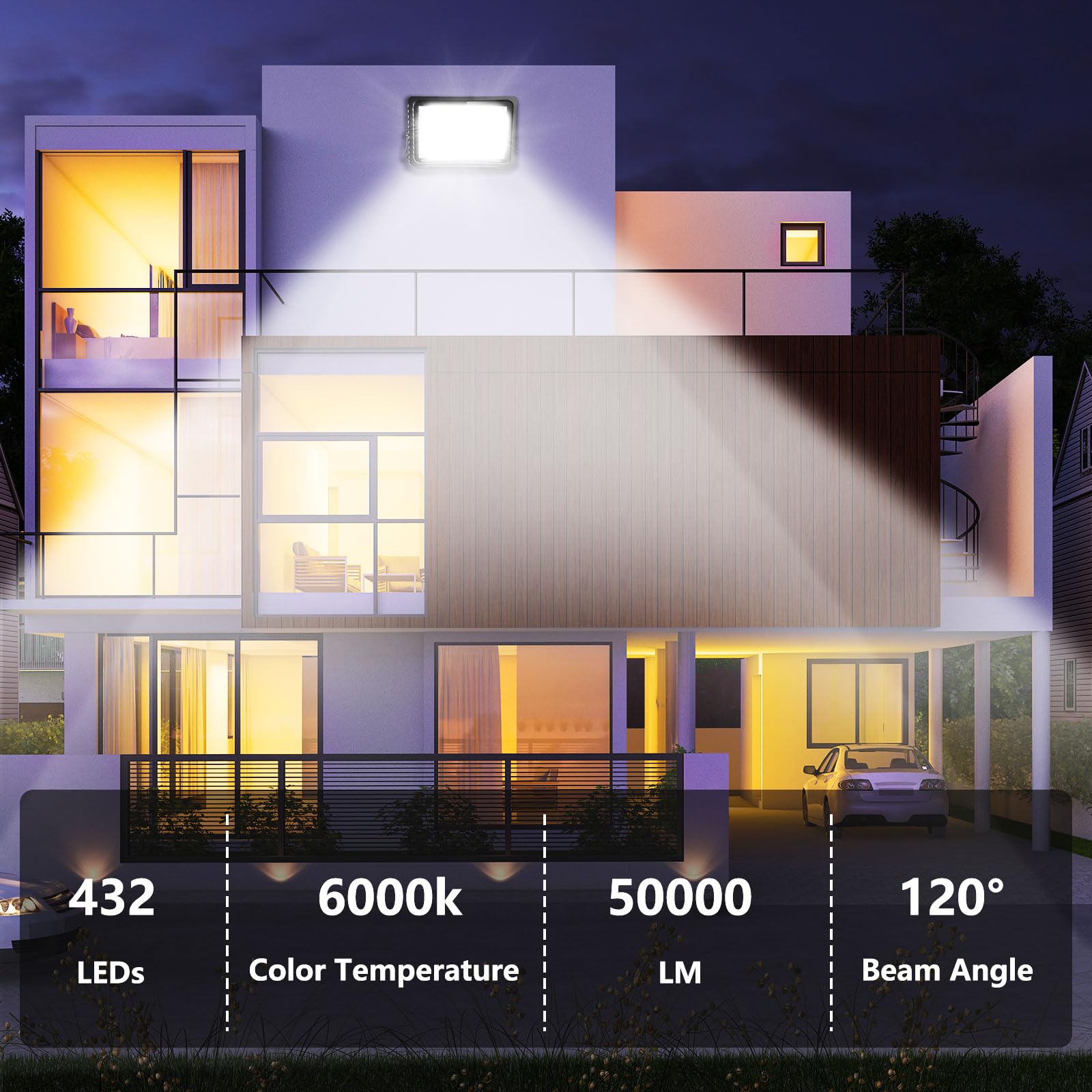2er 500W LED Strahler Außen, 50000LM Superhell Strahler, 6000K Kaltweiß Scheinwerfer Außen, IP65 Wasserfest Fluter Außenstrahler für Sportplatz, Garage,Garten,Hinterhof