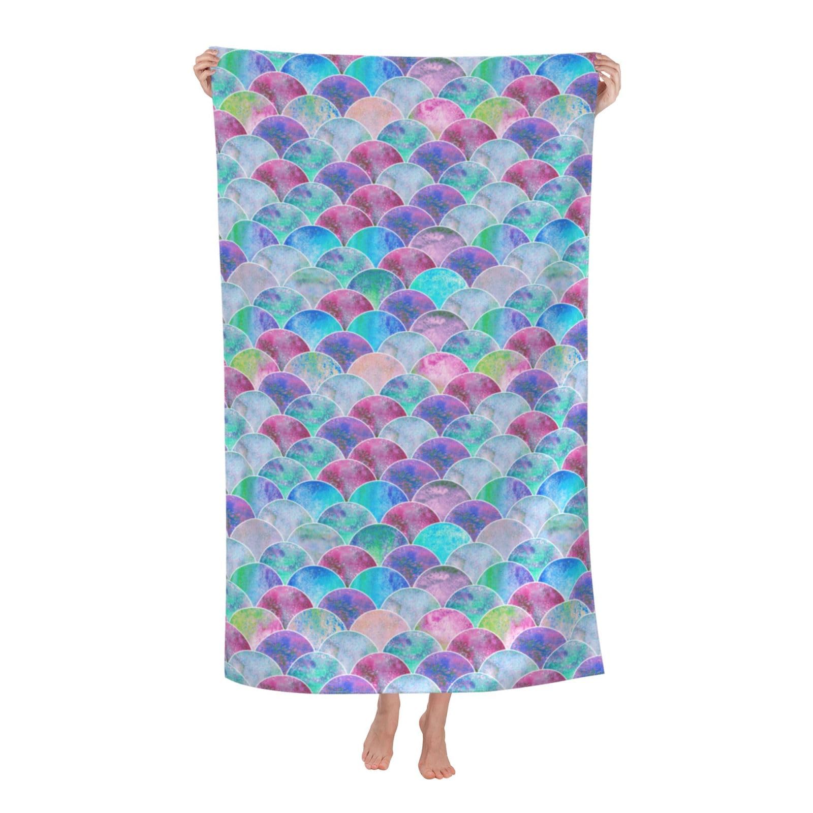 Cbaaghh Fish Scale Ocean Print Adult Beach Towels,Beach & Pool Towel,Beach Towels,Towels For Camping