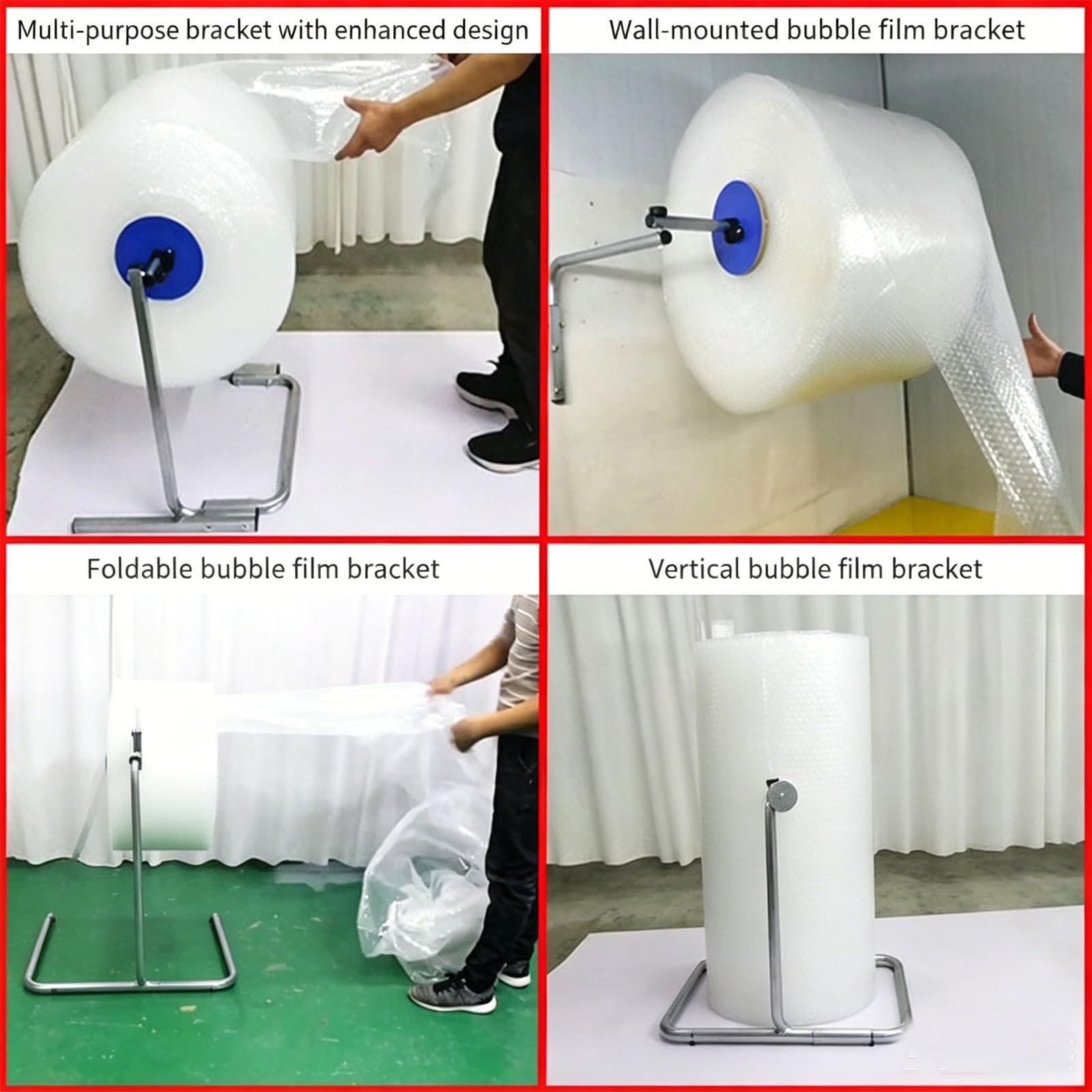 Luftpolsterfolienrollenspender, Wandhalterung, Luftpolsterfolie, verdickter verzinkter Stahl für Verpackung, Umzug, Versandschutz, Fabrik-Express-Lagerlogistik, einfach zu installieren, 60 cm