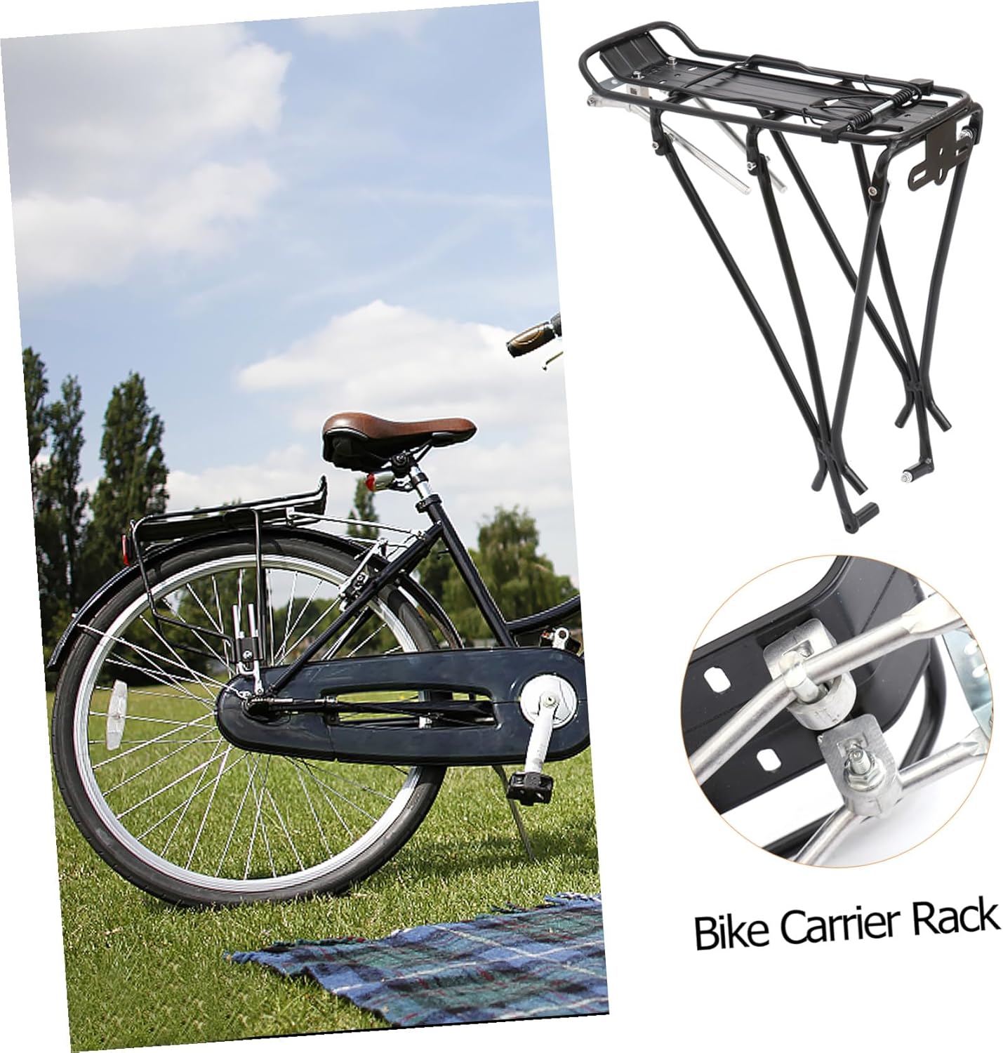 Mountain Bike Cargo Rack Back Stand Lightweight Rear Carrier for Road Bikes Easy to Install Compact Bicycle Luggage Shelf for Outdoor Trips