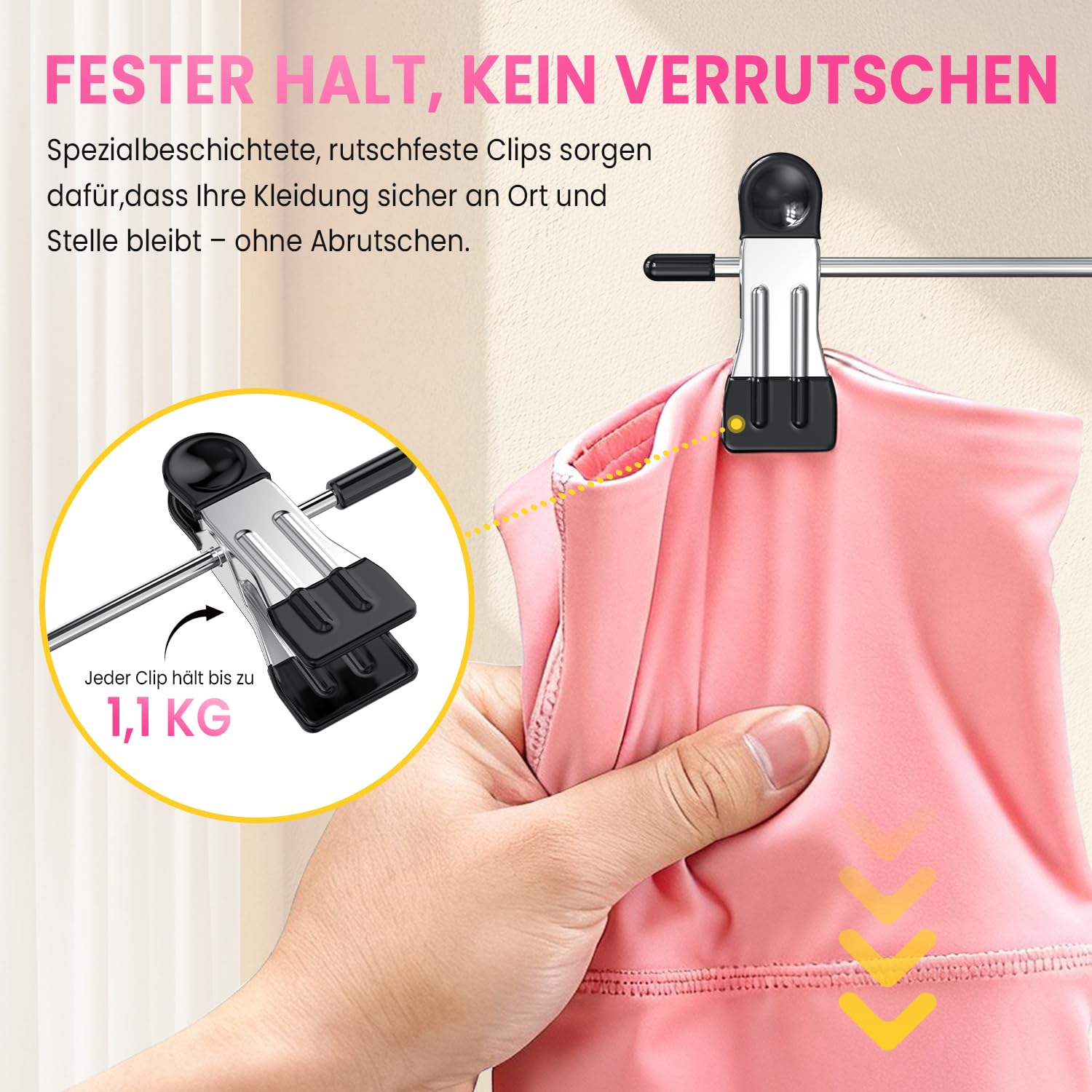 Damita Türhaken, schwarz, 6 Stück, Handtuchhalter für Kleiderbügel, stabile Edelstahlhaken zum Aufhängen von Mänteln