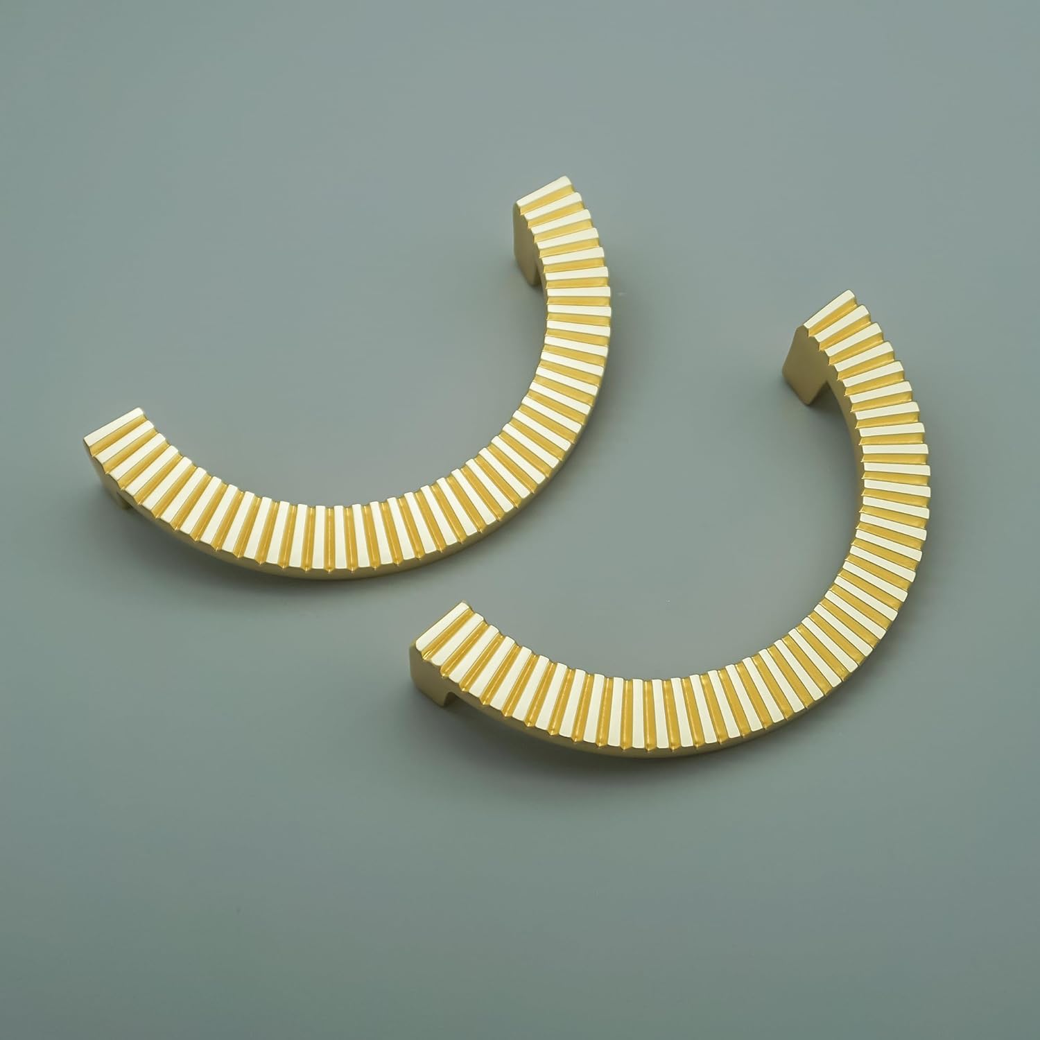 5" Unique Half Moon Drawer Pull Handles Brushed Brass Cabinet Pull Handle for Kitchen Hardware Deco (1, 5" Hole to Hole)