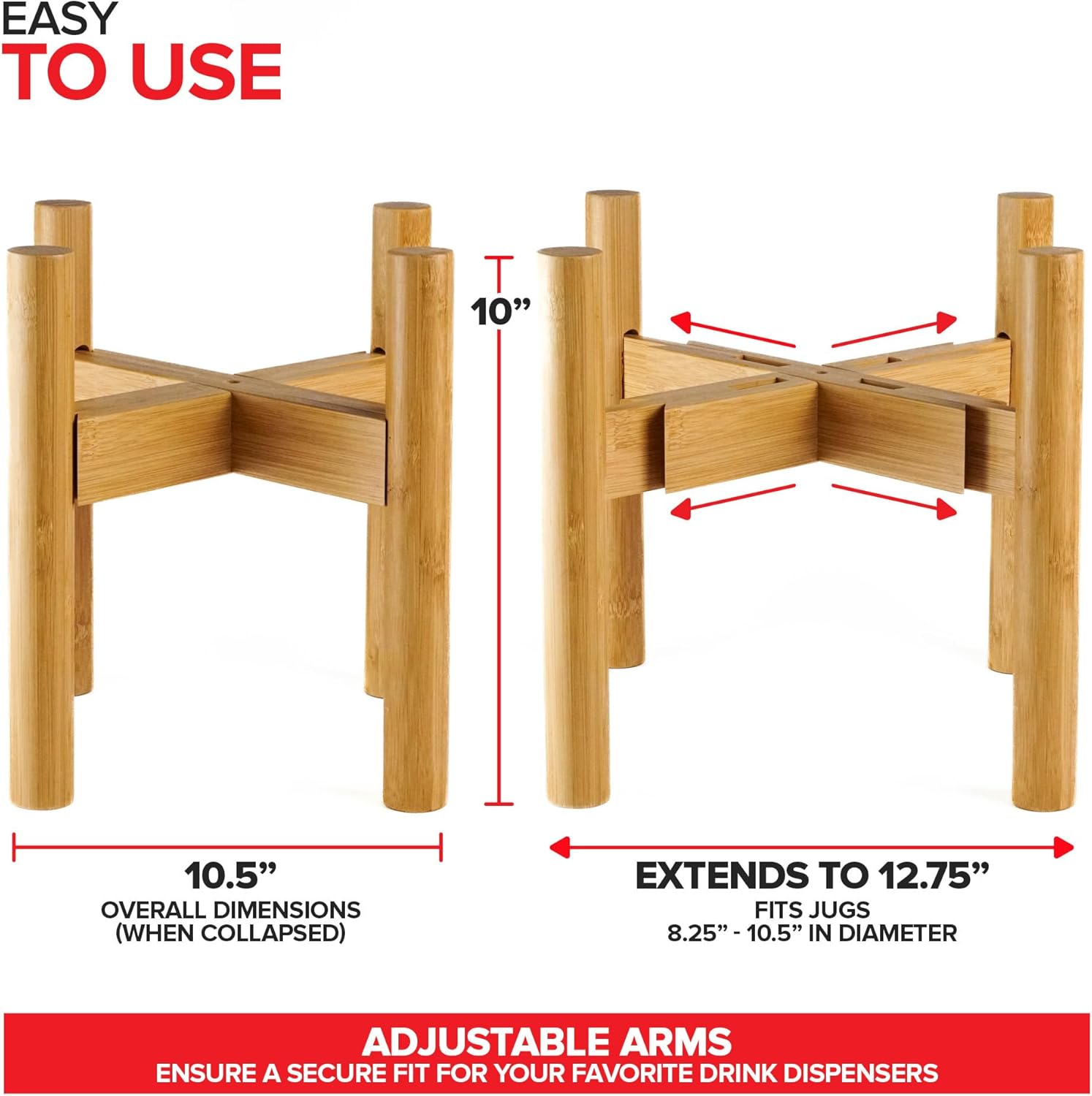 Modern Innovations Adjustable Water Dispenser Stand for 5 Gallon Bottle (8-10 Inch Fit) Beverage Jug or Stainless Steel Drink Dispenser Stand Only for Juice, Iced Tea, Lemonade, Parties, Catering - Image 2