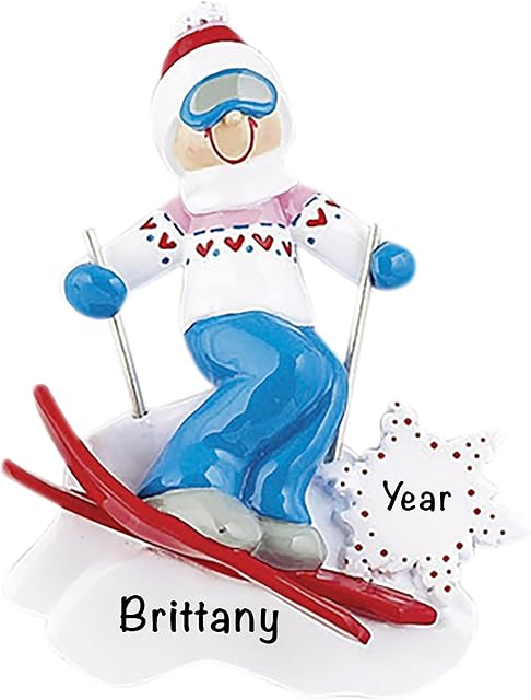 Ski Girl Ornament 2022 - Personalized Skiing Girl Christmas Ornaments - Polyresin Ski Ornaments - Charming Cross Country Skiing Girl - Custom Skiing Christmas Ornament for Christmas Tree 2022