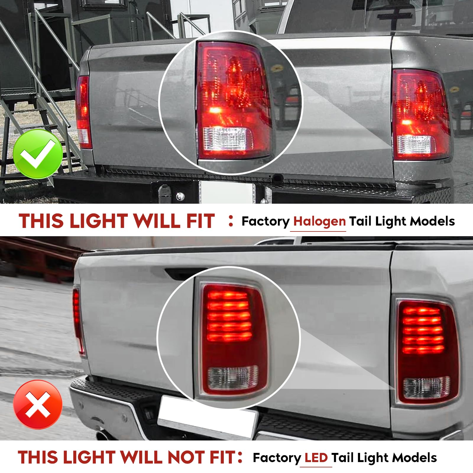 Gubebaili LED Tail Lights Fit for Dodge Ram 1500 2009-2010, 2500 3500 2010, for Ram 1500 2500 3500 2011-2018, 1500 Classic 2019(Only Fit FactoryHalogen Version and 921 Reverse Bulb),Smoke Lens