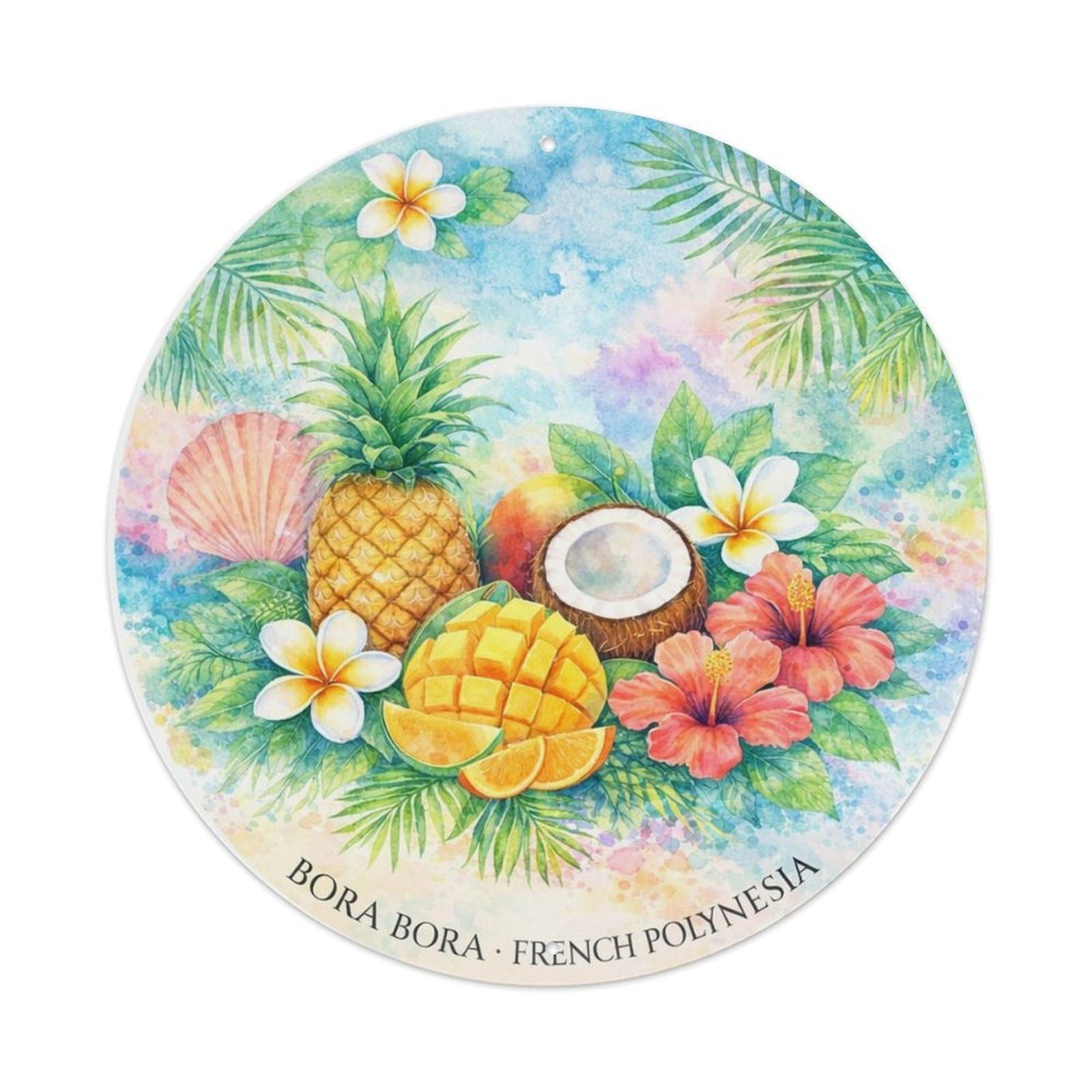Olyhtr 8X8inch Classic Style Tiare Flower Polynesian Borabora Travel Culture Metal Tin Sign