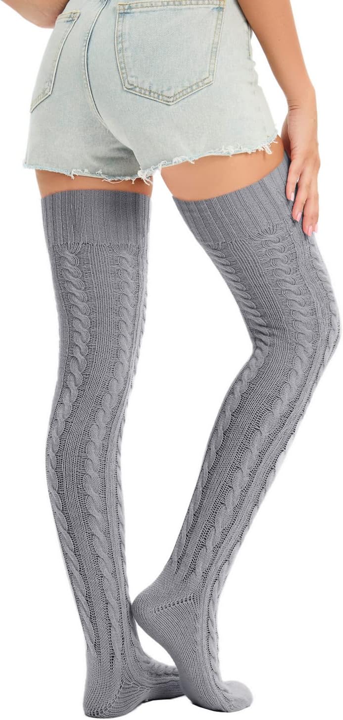 Sexybody Women's Thigh High Socks Over the Knee Knit Socks, Winter Leg Warmers Stockings Knee High Tube Arctic Fleece - Image 5