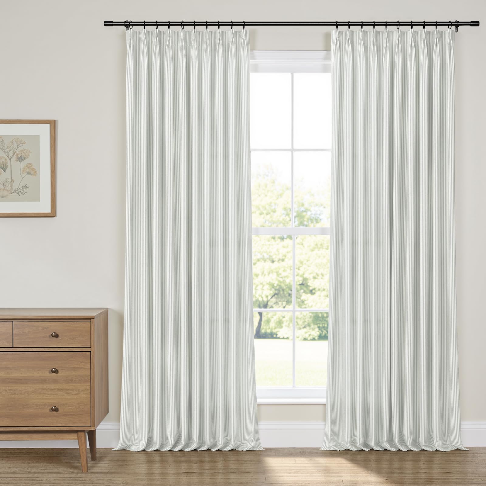 Amazon.com: TWOPAGES Pinch Pleated Striped Curtain 84 Inches Long