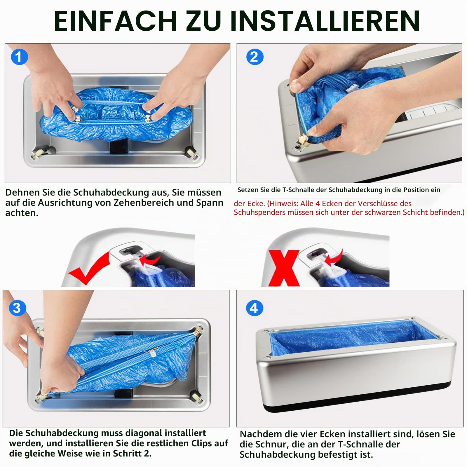 Automatischer Schuhdeckmaschine mit Einweg-Schuhüberzügen (100PCS） | Tragbarer Automatischer Schuhmaschine für Zuhause, Büro, Fabrik, Labor