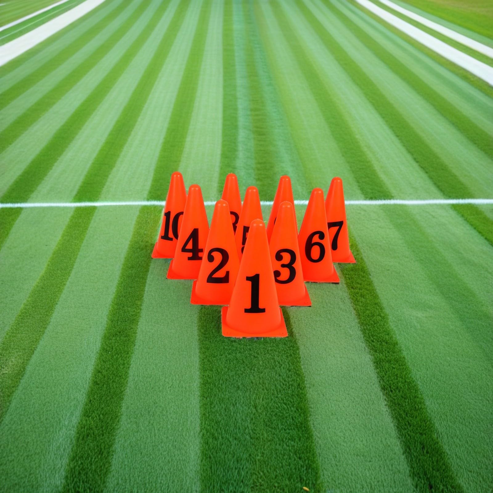 SUPVOX Coni Segnaletici da Calcio 10 Pezzi in PE Arancione | Barilotti Numerati 1-10, Design Nero ad Alta Visibilità, per Allenamento Indoor e Sportivo