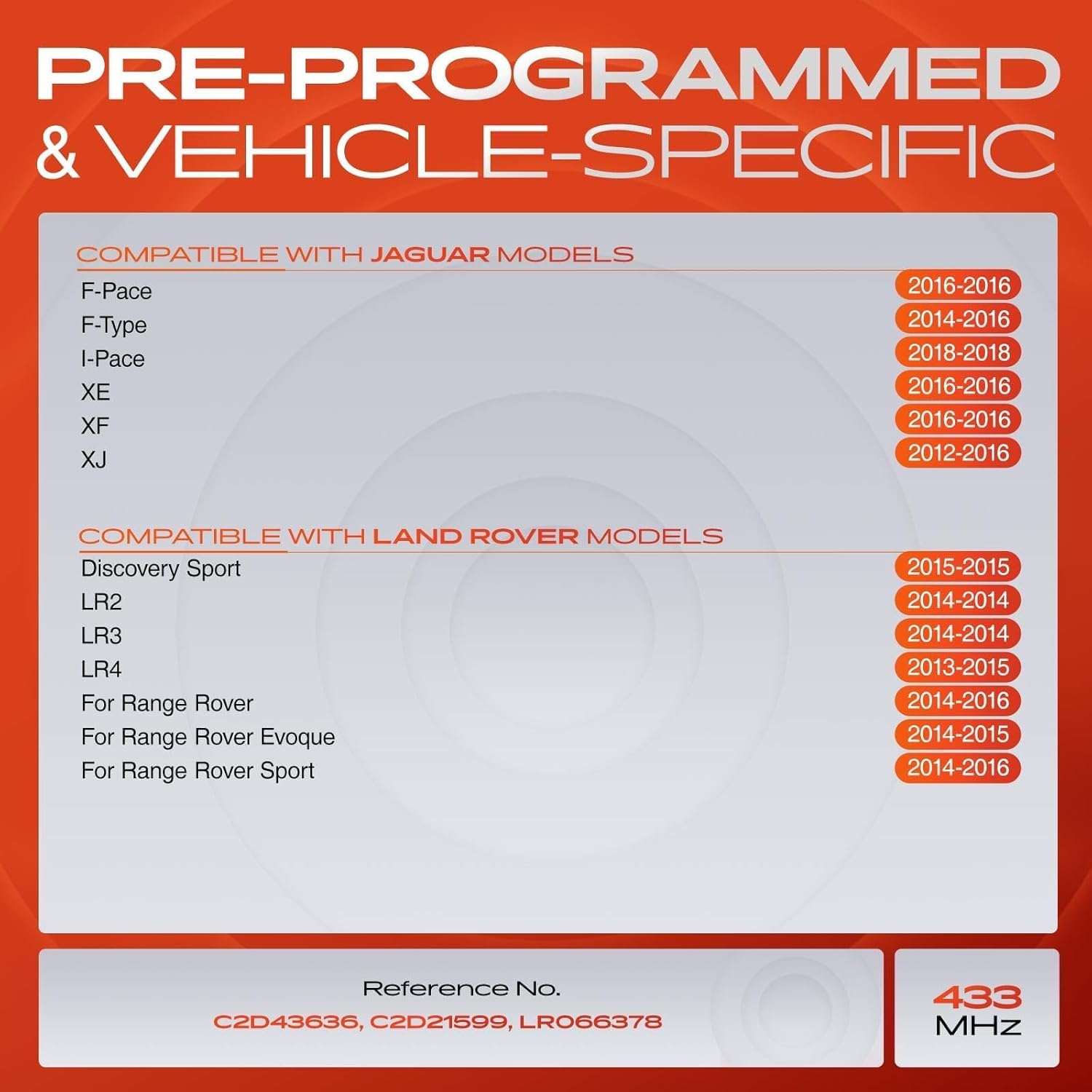 A-Premium 4PCS Pre-Programmed TPMS Sensor Tire Pressure Monitoring Sensor - Compatible with Land Rover & Jaguar - Range Rover, Discovery Sport, LR4, LR3, LR2, F-Pace, F-Type, XF, XJ, XE - 433MHz