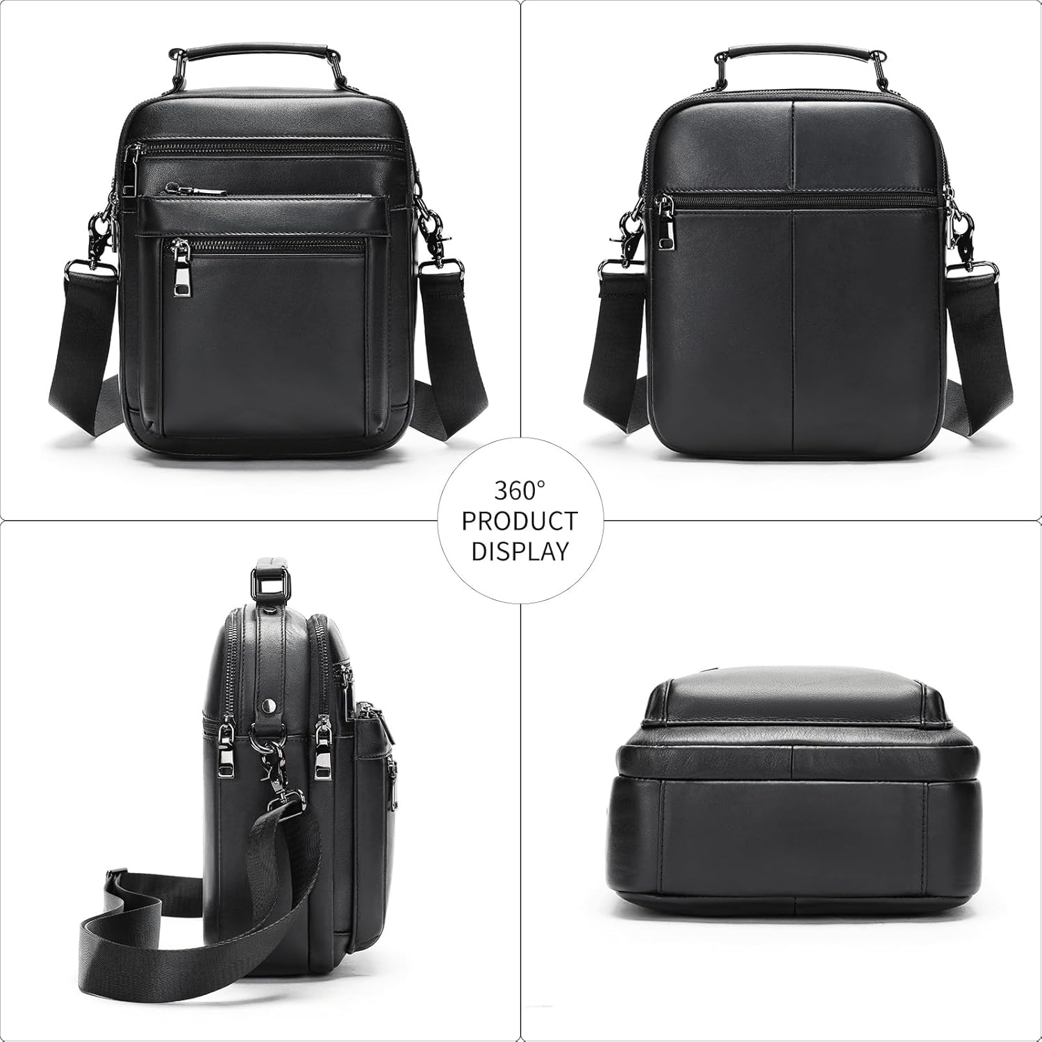 NIUCUNZH Genuine Leather Small Messenger Bag Vintage Leather Man Purse Handbag Crossbody Shoulder Bags for Men