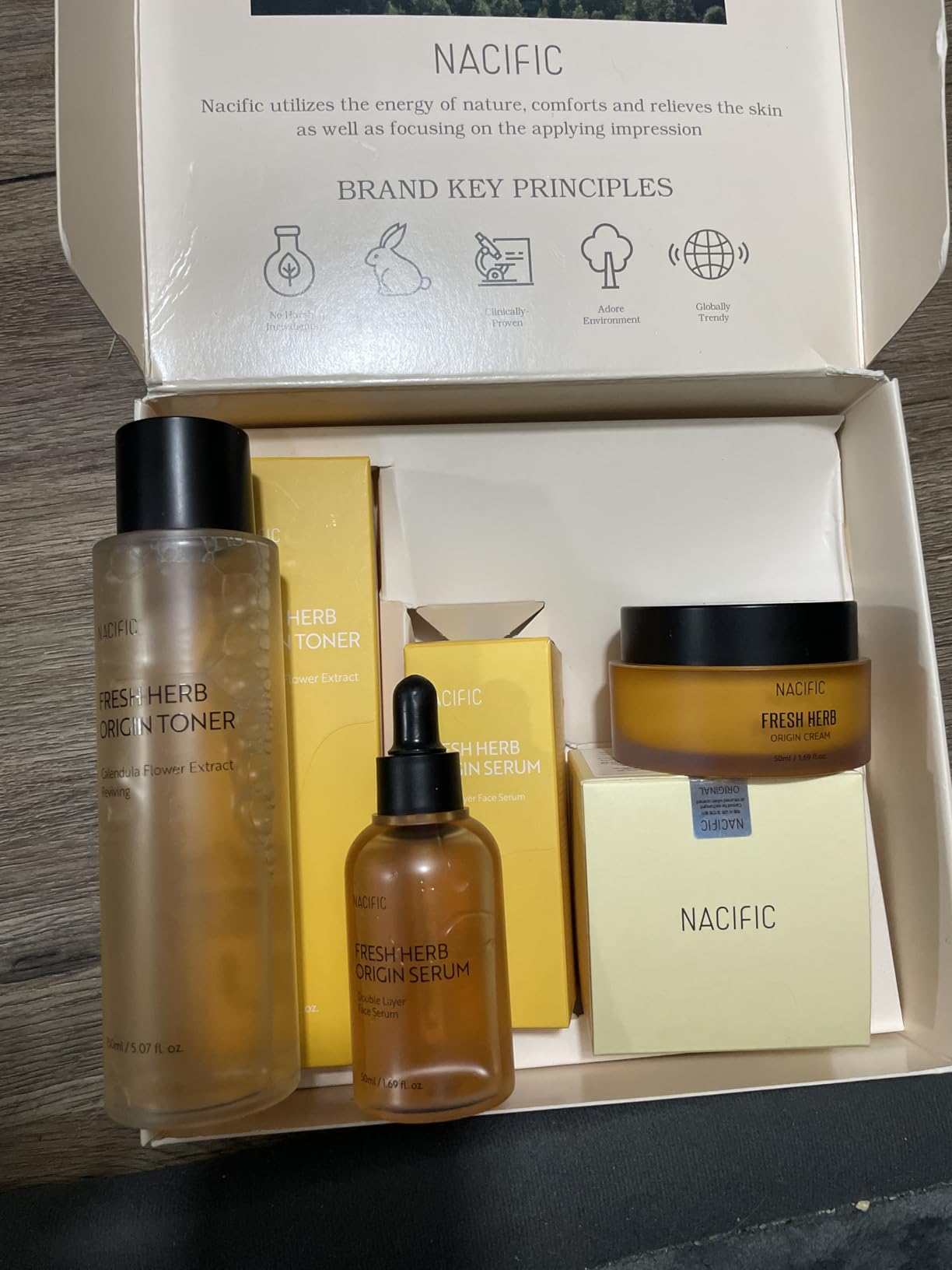 NACIFIC Fresh Herb Origin Triple Set (Toner 150ml, Serum 50ml, Cream 50ml) 82% PotMarigold Flower Water, Moisturizing, Niacinamide, Pore, Sepicalm, Orange