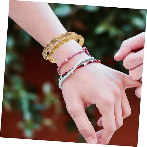 Miniatura 5 de EXCEART Pulsera de madera con medallón hecha a mano, pulseras de bricolaje, pulseras artesanales, anillos de madera para manualidades, pulseras de