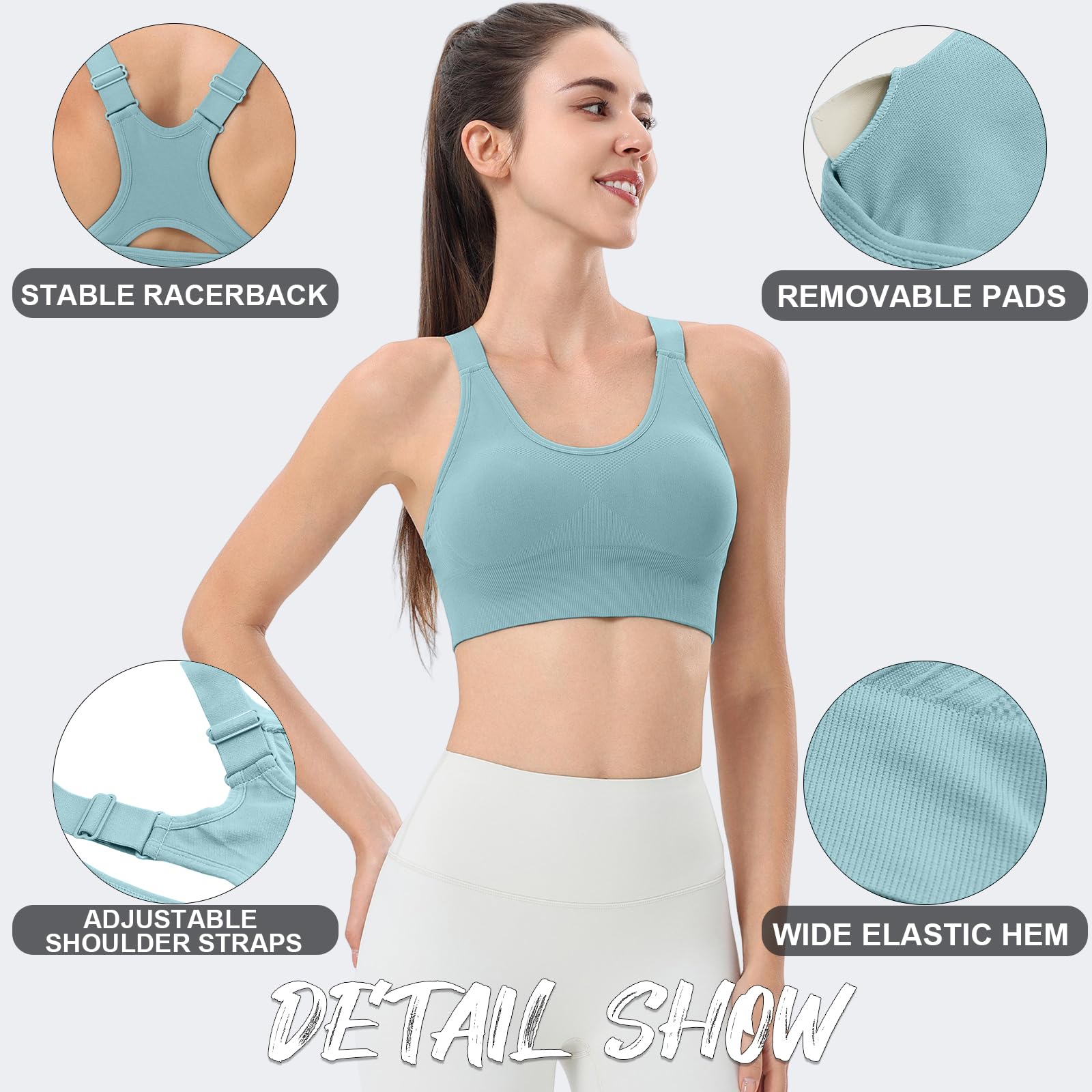 Sujetador Deportivo Mujer Top Deportivo Alto Impacto Bra Almohadillas Extraíbles Bra Top sin Aros para Yoga Fitness Gimnasio