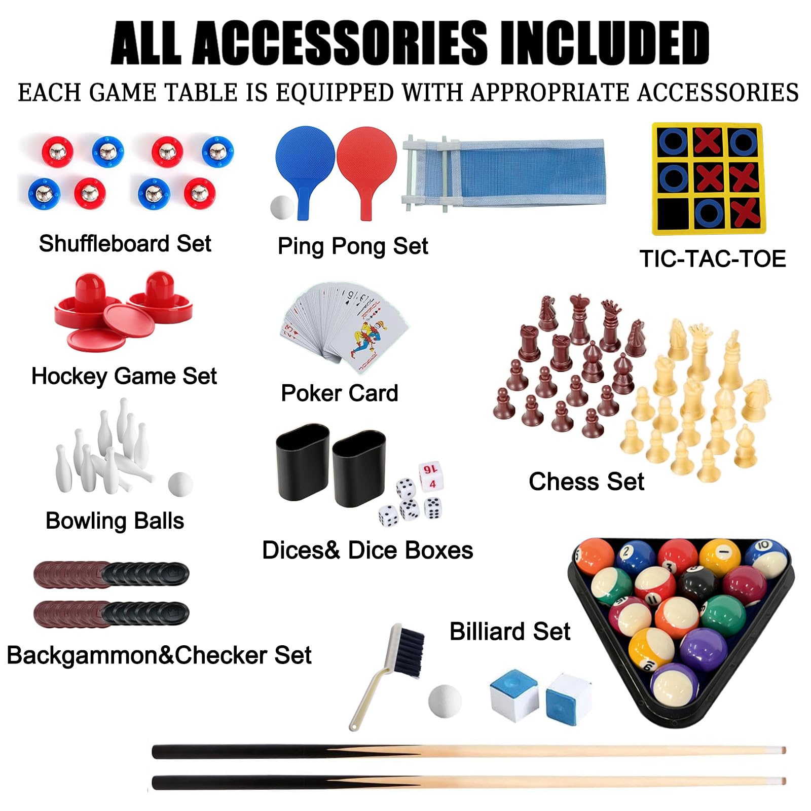 Mesa Multijuegos 12 en 1 Plegable con Futbolín, Billar, Tenis de Mesa, Hockey, Tejo, Bolos, Ajedrez, Damas, Backgammon y póquer, con Todos los Accesorios incluidos