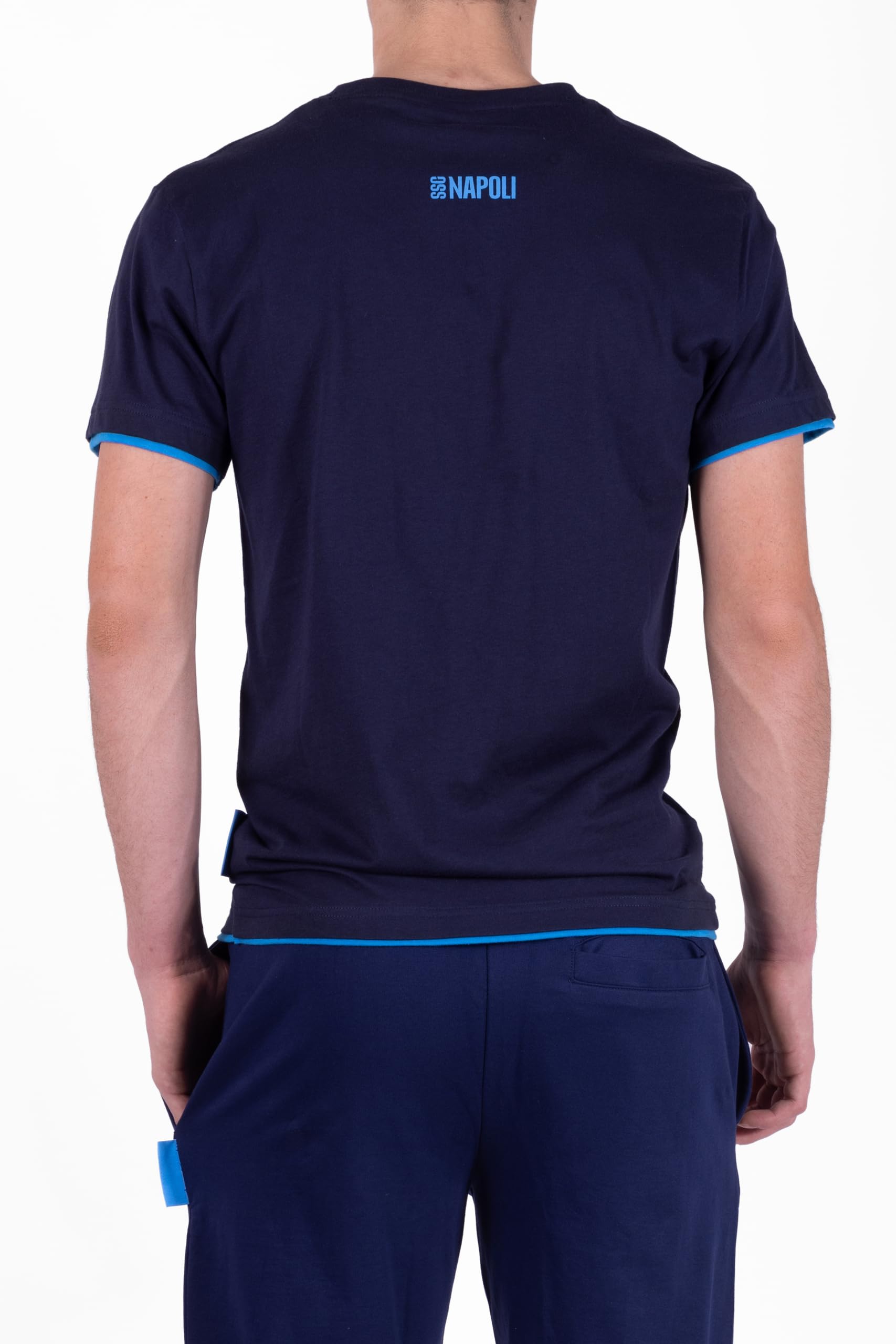 S.S.C. Napoli, Parte sopra Maniche Corte Homewear in Jersey, 100% Cotone, Blu Navy, Unisex