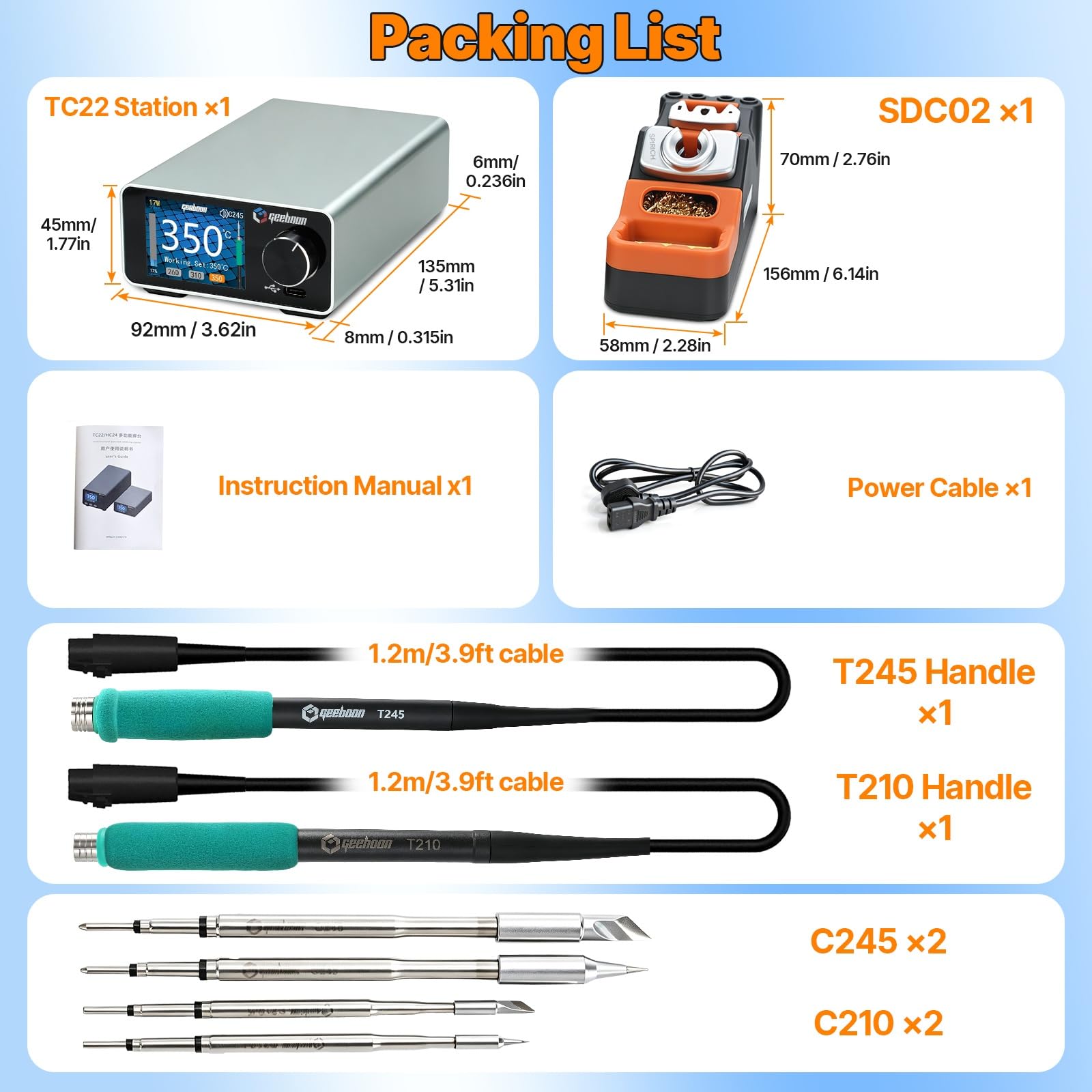 GEEBOON TC22 Soldering Station - 4 Tips Included -2