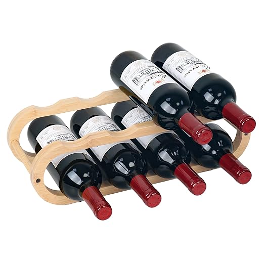 Alyoen Weinregal aus Bambus,flaschenregal für 11 Flaschen Wein,Wine Rack,Getränkeregal Stapelbar,Schrank Organizer Küche,Weinständer für Wein,Getränke