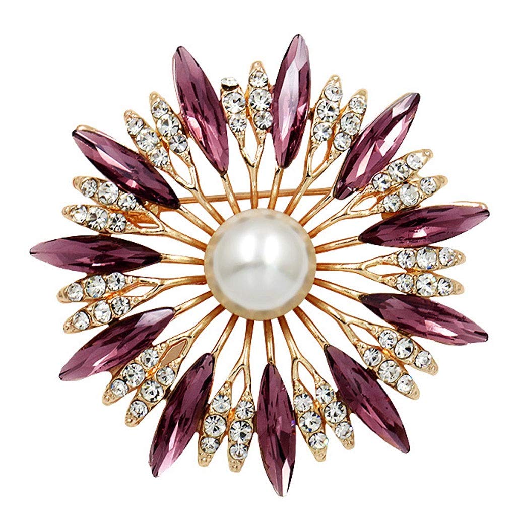 Broche Broche de Flor de Diamante, Broche de Diamantes de imitación de Cristal, joyería Vestido Bufanda Chal Clip