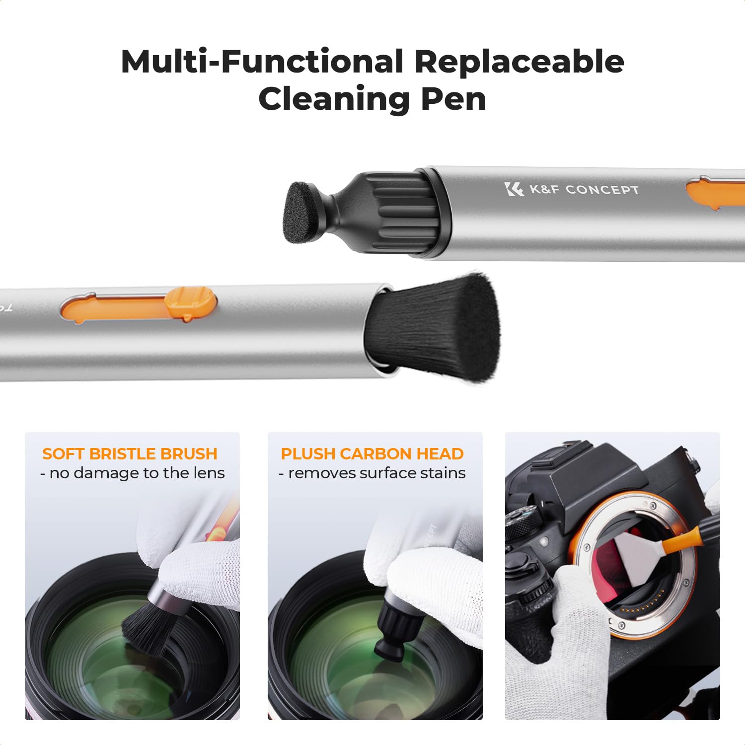 Zestaw czyszczący K&F CONCEPT – gotowy do podróży, do czyszczenia soczewek i obiektywów (w zestawie: Lens Pen, gruszka, ściereczka z mikrofibry, rękawica, wacik z mikrofibry, etui)