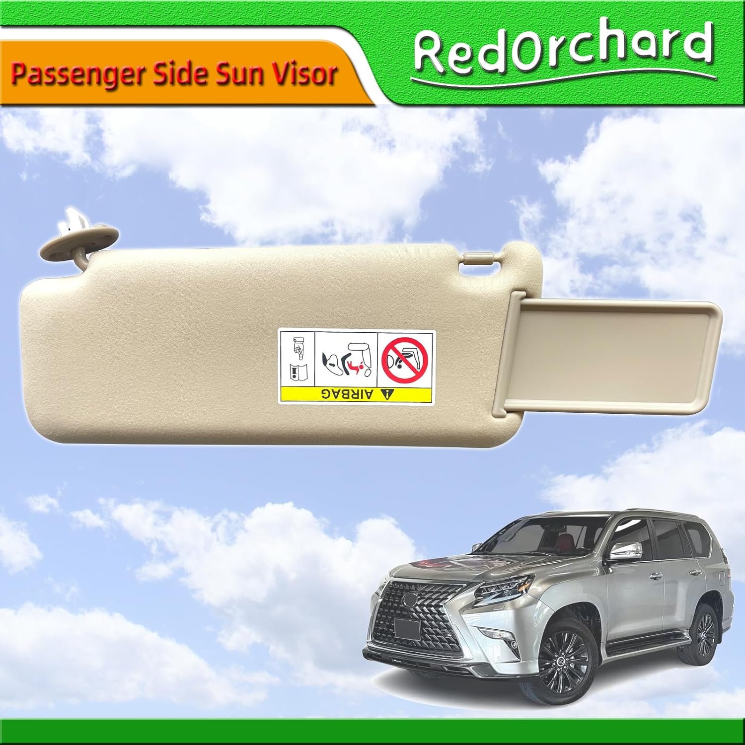 Passenger Side Sun Visor Fit for Lexus GX460 2010-2023 for Toyota Land Cruiser & Prado KDJ155 / KDJ150 2009-2023 Replace 74320-60D22-A0 Front Right Side Sun Protection Shade Sunshade Beige