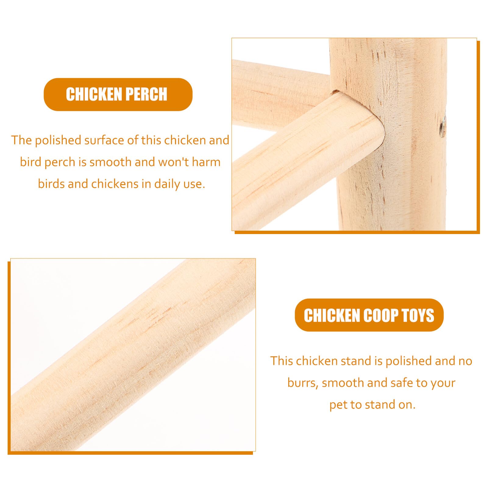 Hemobllo Posatoio in Legno per Galline e Uccelli Beige, Supporto Rialzato Multifunzione Pollaio, come Giocattolo e Riposo per Animali Domestici