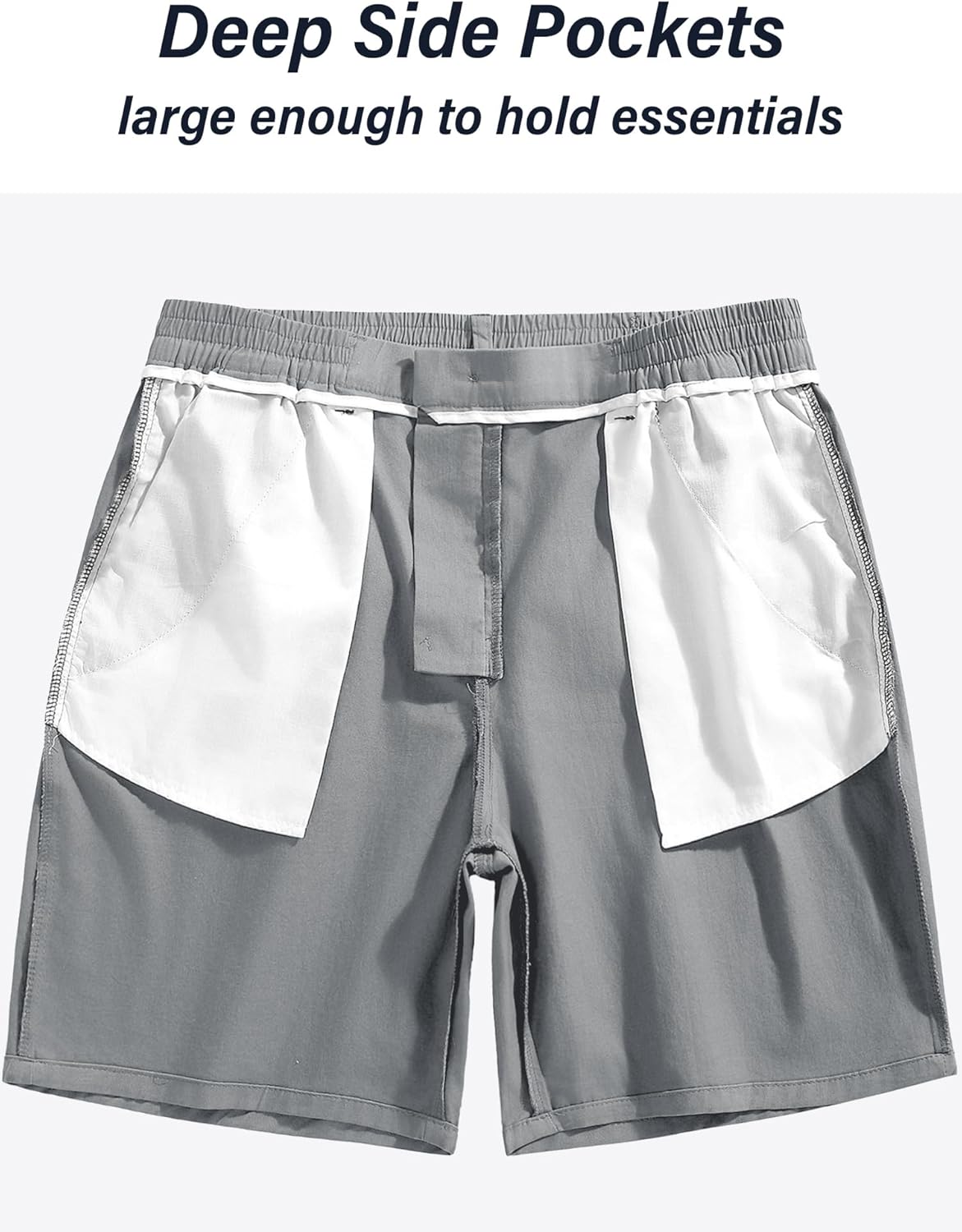 PLEPAN Men's Cotton 5/7 Inseam Shorts Casual Classic Fit Elastic Waistband Summer Twill Chino Golf Dress Short - Image 7