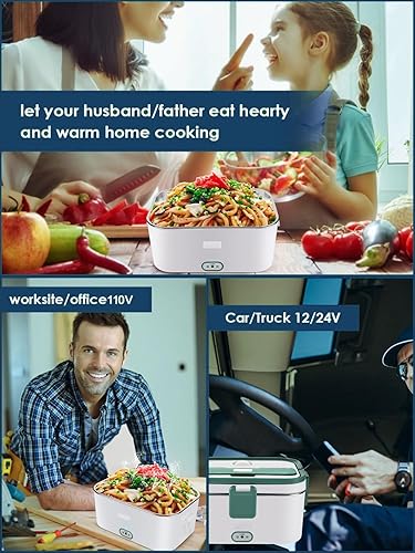 Miniatura 7 de Andvon Fiambrera eléctrica calentada de 80 W para adultos, calentador de alimentos portátil de gran capacidad de 1.8L para