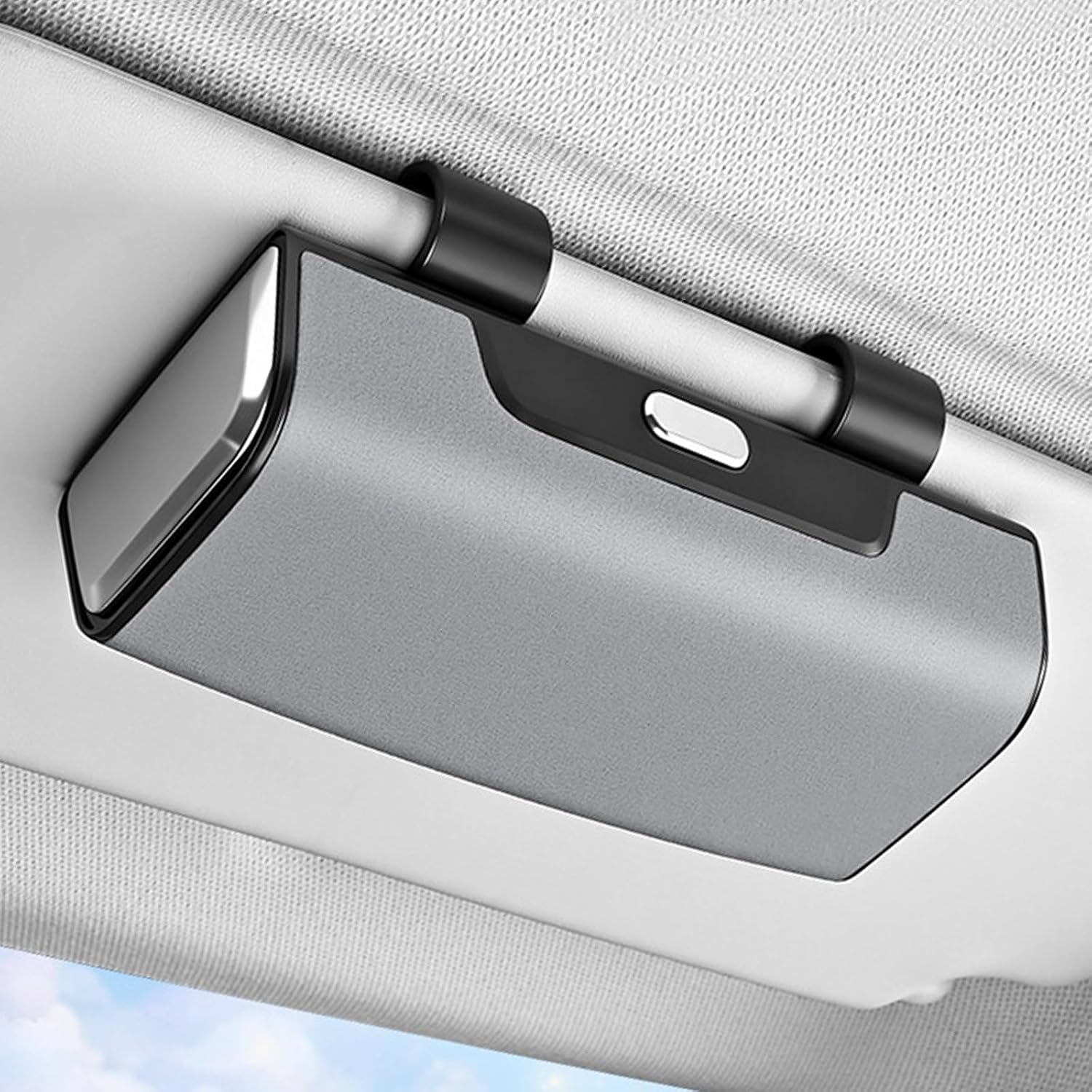 Sunglass Holder For Car Visor,Button-Open Sunglass Case For Car Visor,Car Sunglass Holder With Card Storage Function Suitable For Truck And Sedan To Place Sunglass (Black)