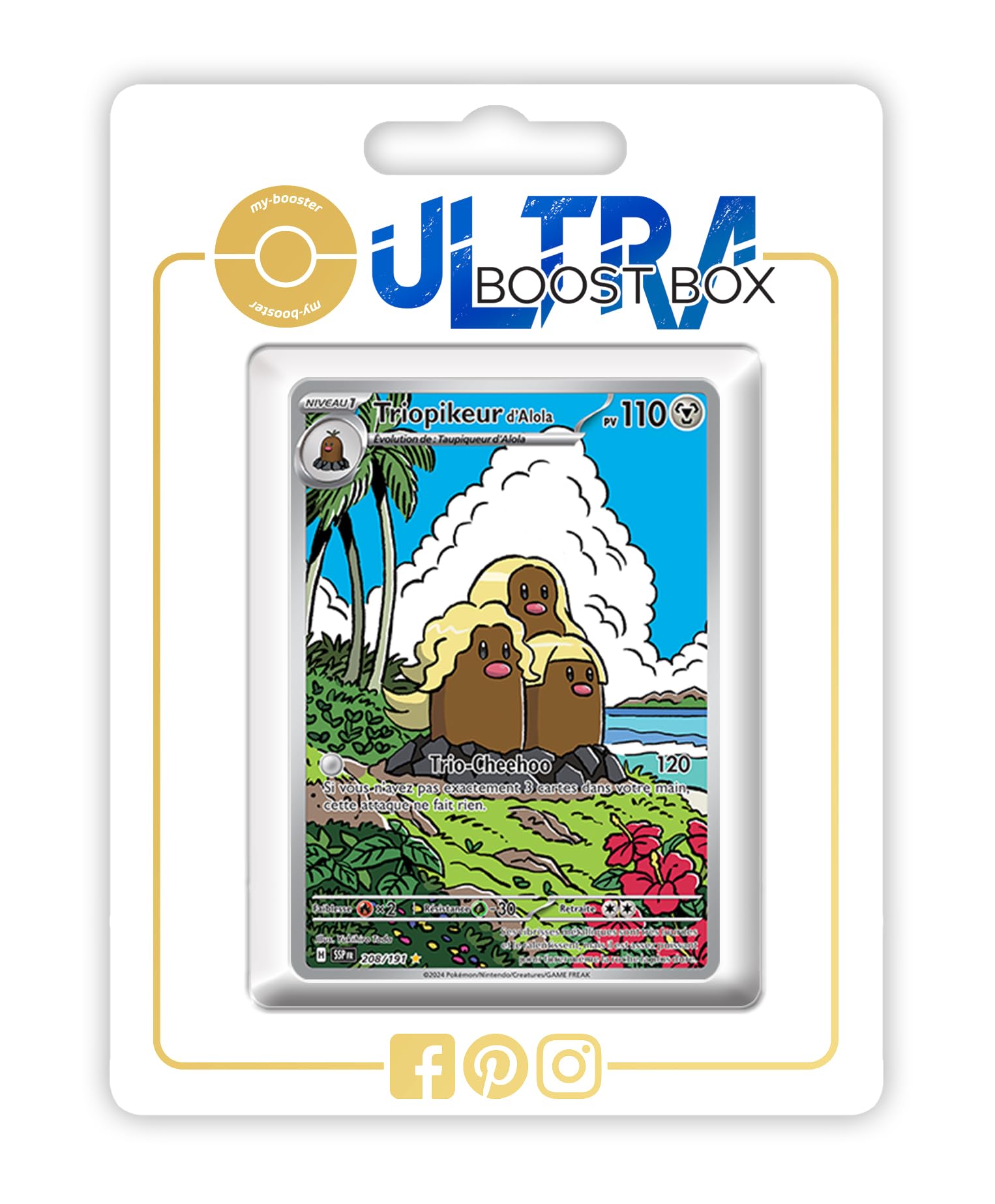 my-booster Triopikeur d'Alola (Dugtrio di Alola) 208/191 Alternativa Pokémon Gallery Secreto X Écarlate et Violet 8 - Étincelles Déferlantes Box di 10 carte Pokémon Francese