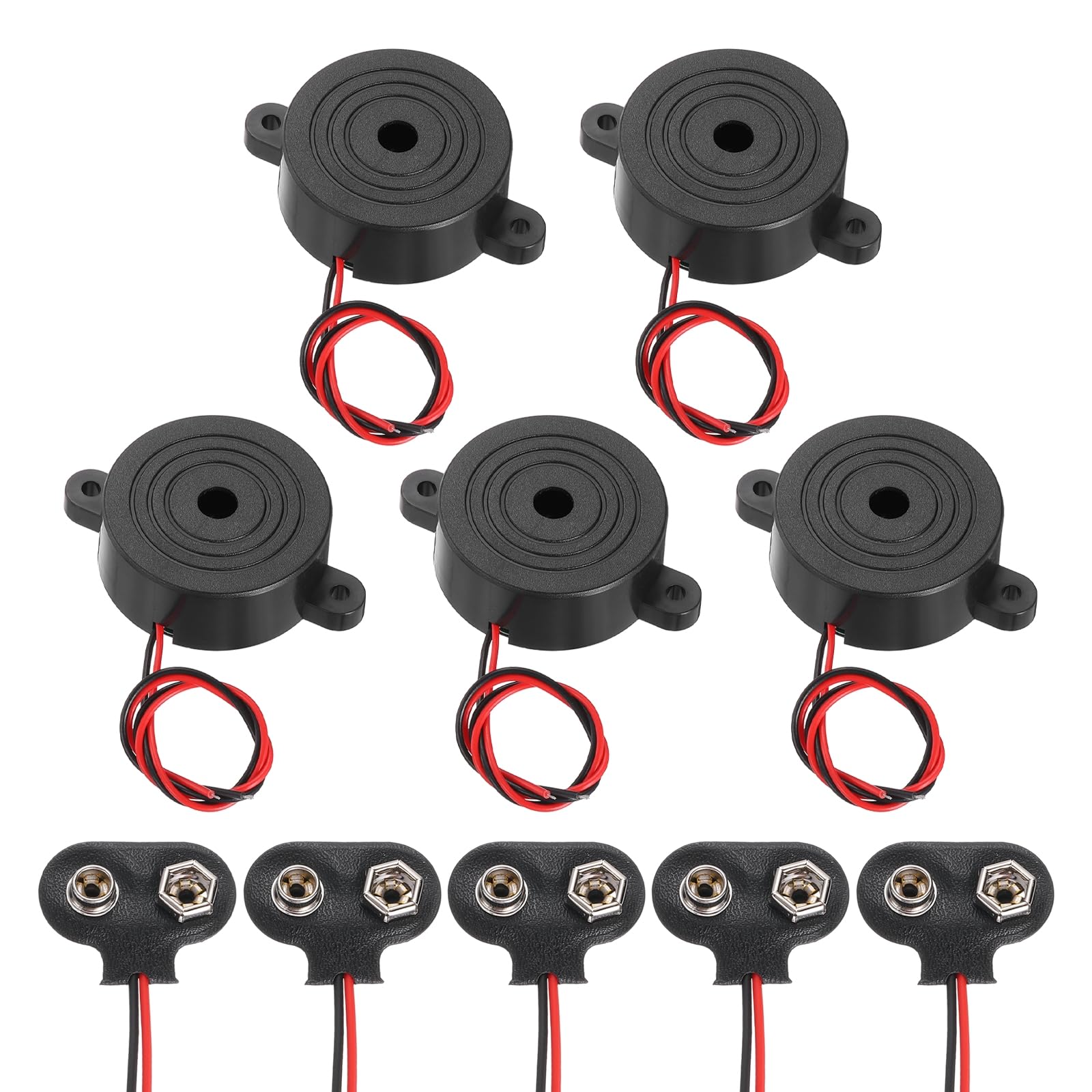 sourcing map DC3-24V 90dB 2800Hz Electronic Piezo Buzzer Alarm Sounder 5Pcs