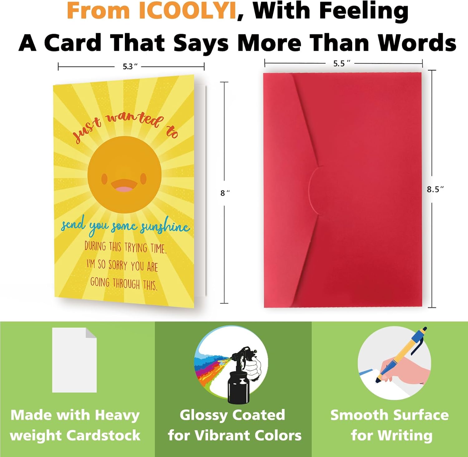 Sunshine Thinking of You Card – Encouragement and Support Cards for Tough Times – Uplifting Sympathy or Get Well Card for Friend or Loved One - Image 4
