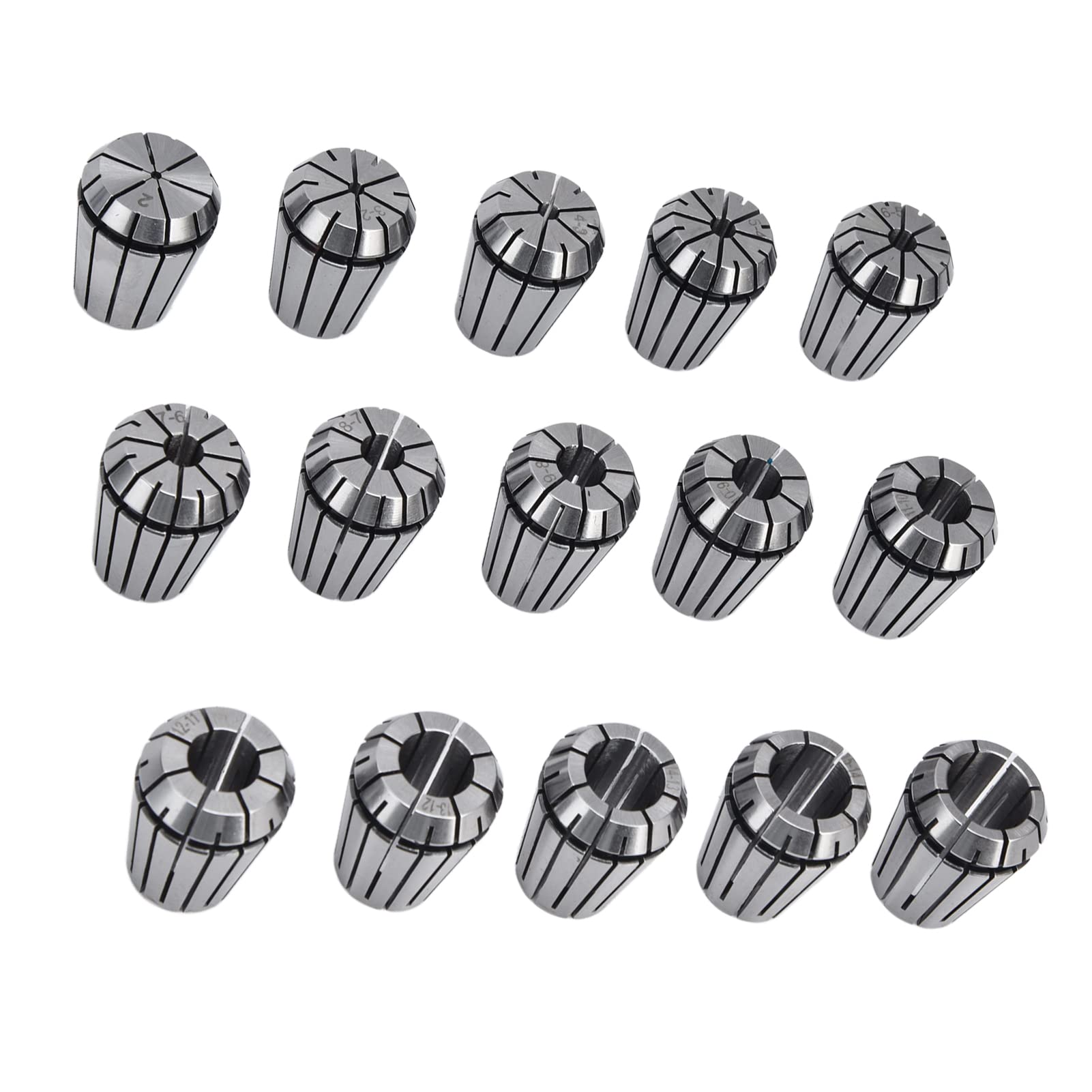 YWBL-WH Set di Pinze a Molla ER25, Acciaio Al Carbonio, Kit di Pinze di Precisione da 15 Pezzi con Intervallo di Serraggio da 2 Mm a 16 Mm per Applicazioni CNC e di Incisione