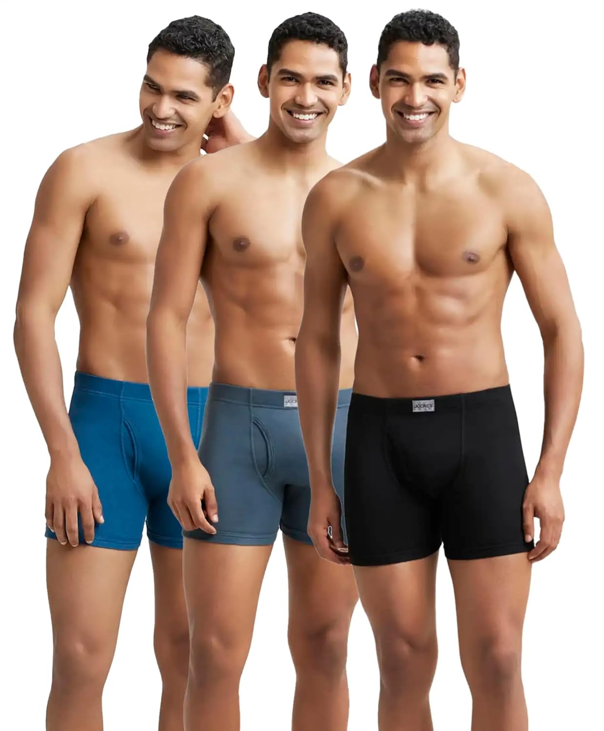 Jockey 8008 Men&rsquo;s Super Combed Cotton Rib Solid Boxer Brief with Ultrasoft Concealed Waistband (Pack of 3)