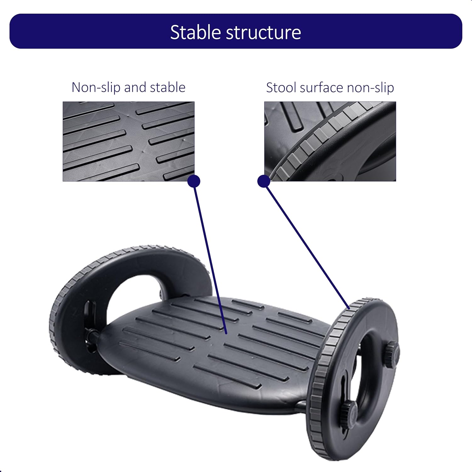 Under Desk Footrest – 4-Level Angle Adjustment & Active Rocker Feature, Durable ABS Foot Support, Anti-Slip Design, Ideal for Office, Home, Travel & Posture Correction