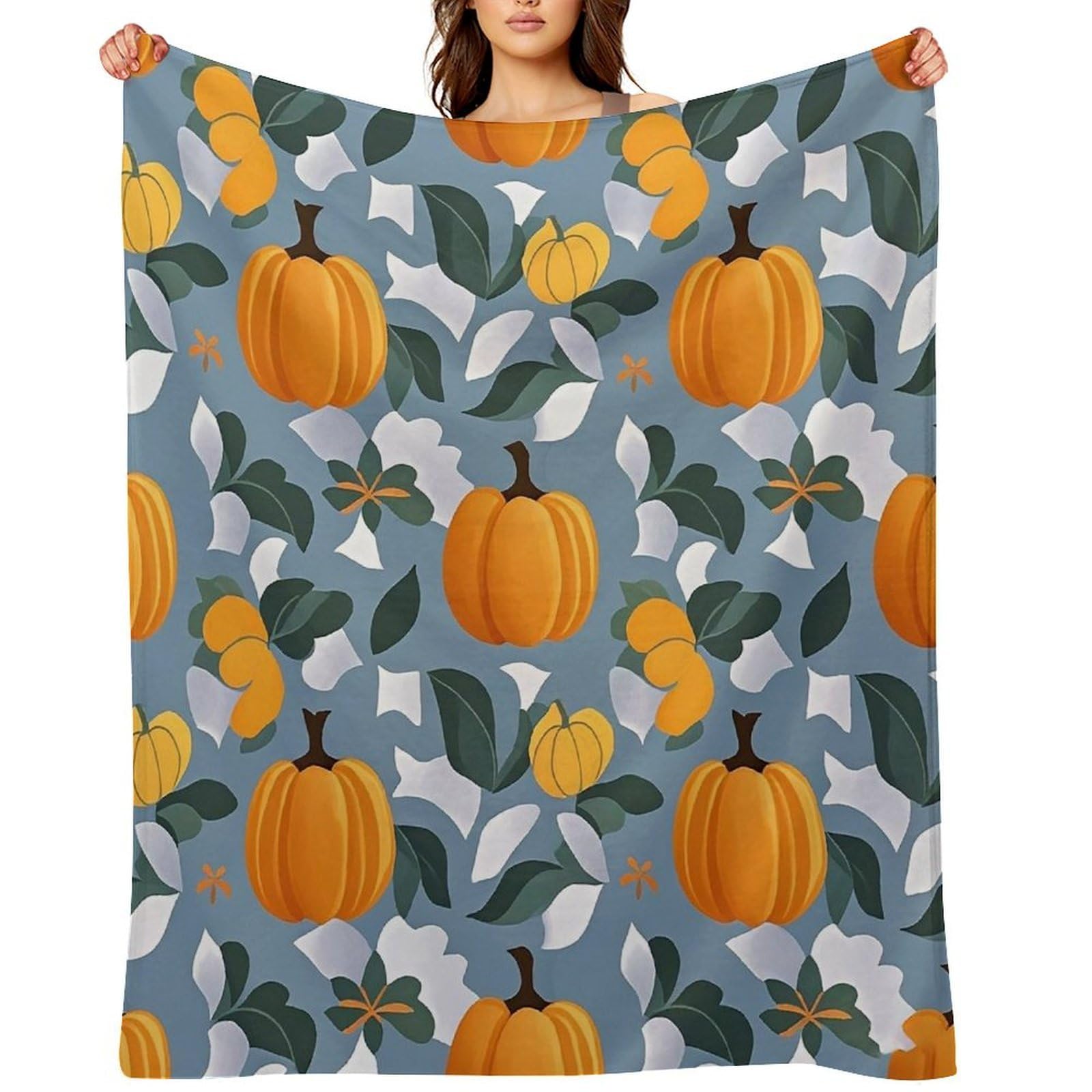 Orange Pumpkin Pattern Throw Blanket for Couch and Bed Super Soft Warm Lightweight Throw Blankets Cozy Fuzzy Flannel Blanket Personalized Decorative Blankets for Sofa Decor 40"x50"