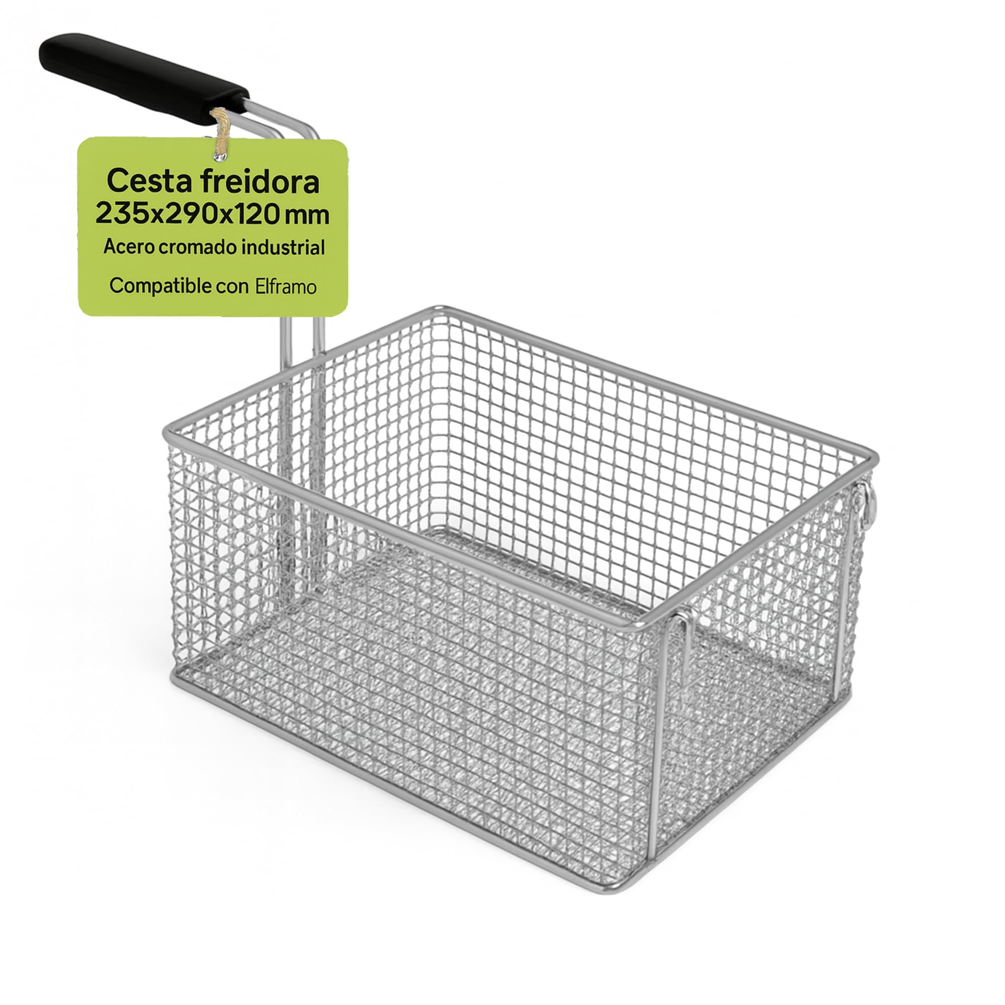 CubetasGastronorm ® Cesta Freidora 235x290x120 Mm Acero Cromado Mango Aislante Repuesto Industrial compatible con Elframo Gas Electrica Hosteleria Cocina Profesional Taller Reparacion y Hogar Pro