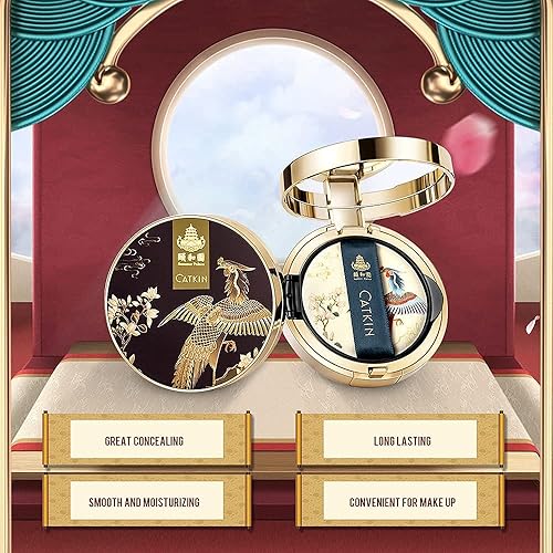 Miniatura 3 de Catkin Juego de 2 piezas de maquillaje que incluye BB Cream Air Cushion Foundation C01 y C02 con relleno gratuito hidratante cubierta natural