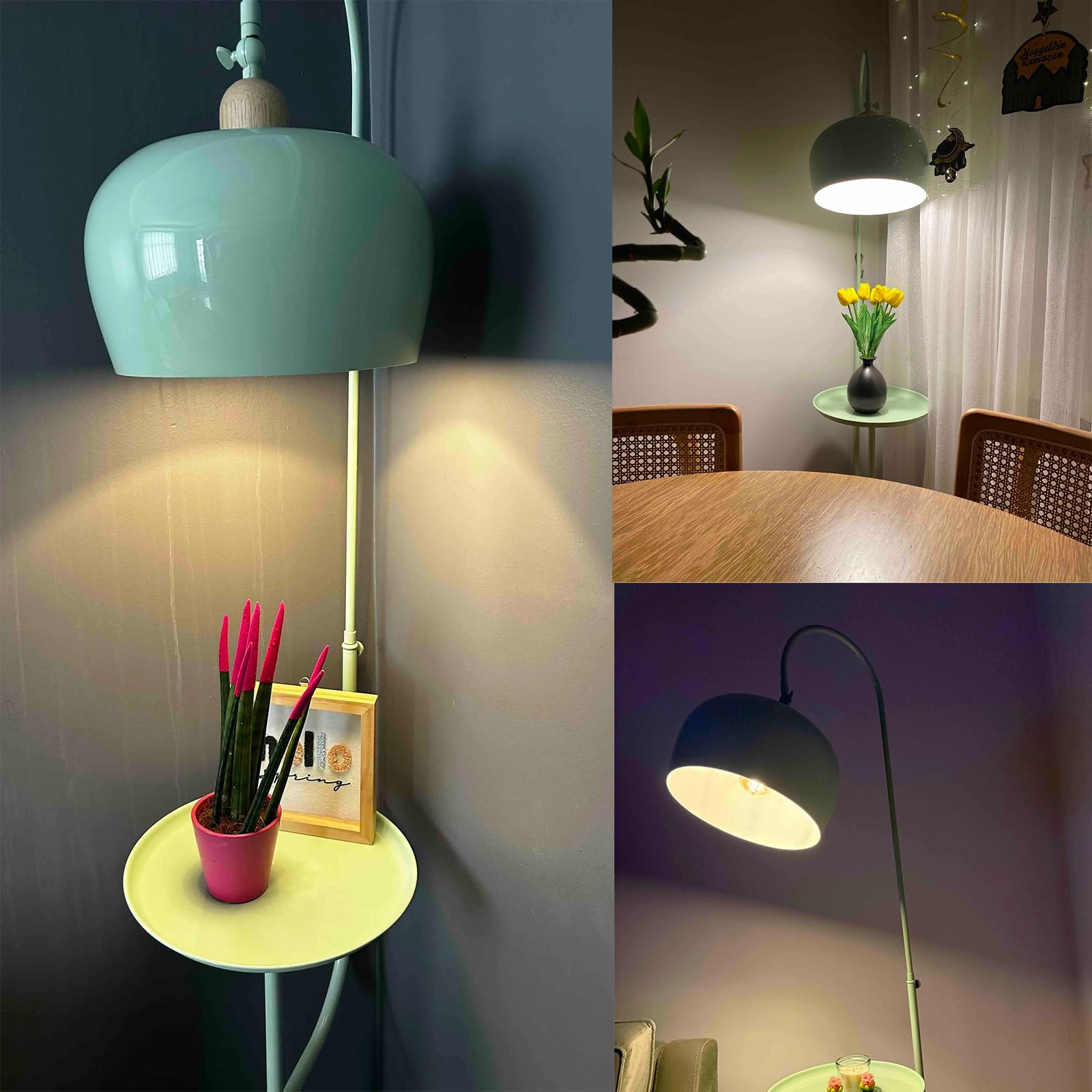 bamyum Gorkiede Lampada da Terra in Metallo per Soggiorno, Camera da Letto, Camera dei Bambini con Attacco E27, Larghezza 27 cm, Paralume Regolabile Verde Menta