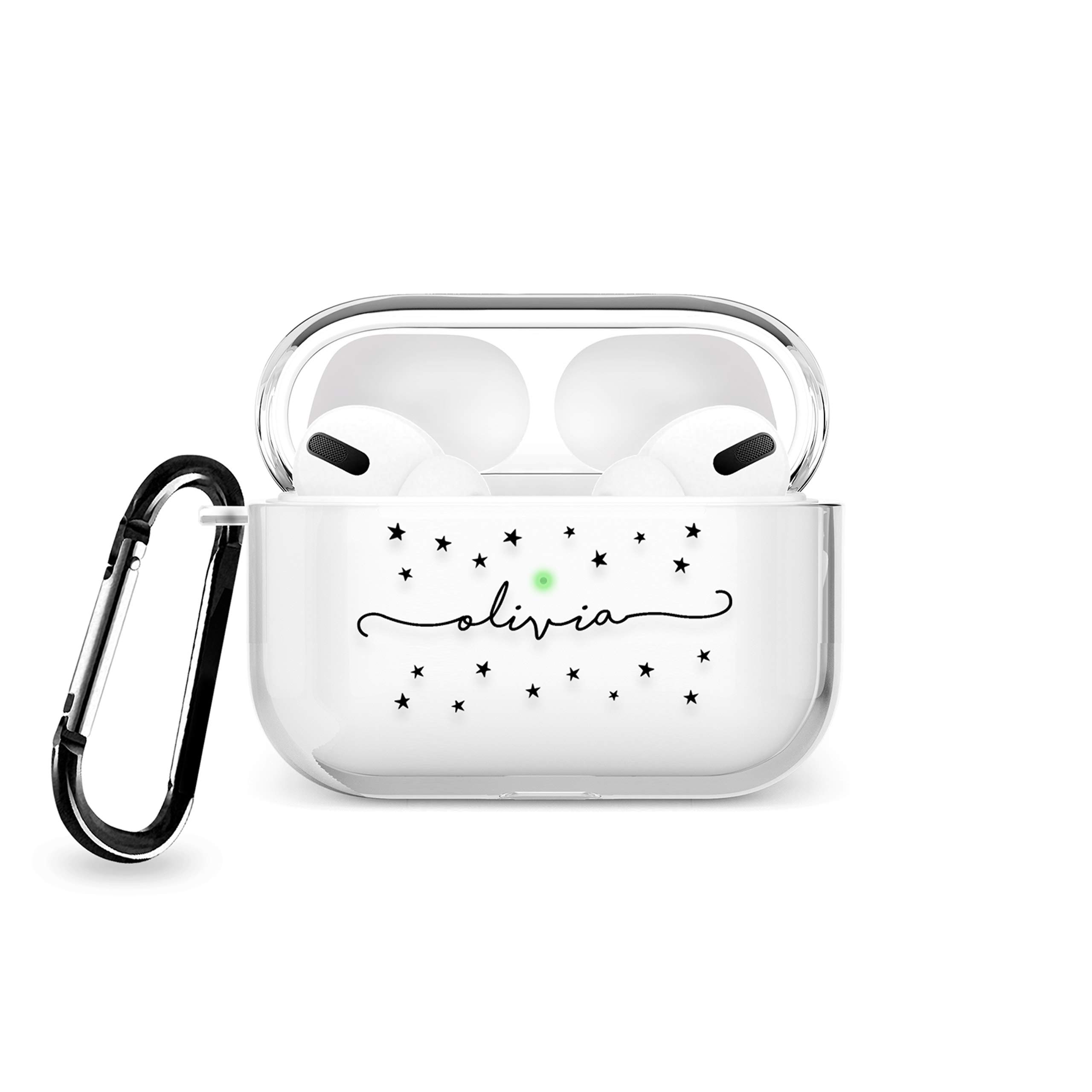 Tirita Personalised Custom Case Compatible with Apple AirPods 4th gen, Support Wireless Charging, with Carabiner, Front LED Visible [08- Rose Gold Monogram] — view 8