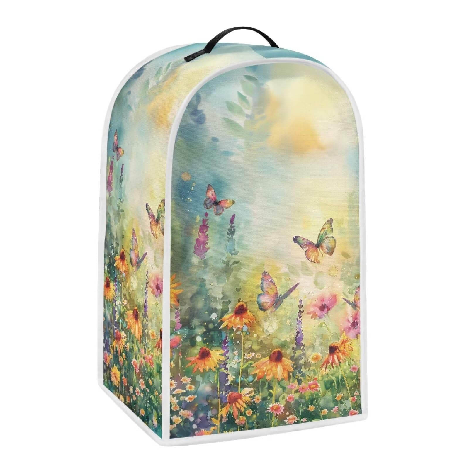 Blender and Kitchen Appliance Cover - Anti-Fingerprint, Dust-Proof, Stain-Resistant for Coffee Maker, Food Processor, Stand Mixer With Handle - Butterfly Flower Green