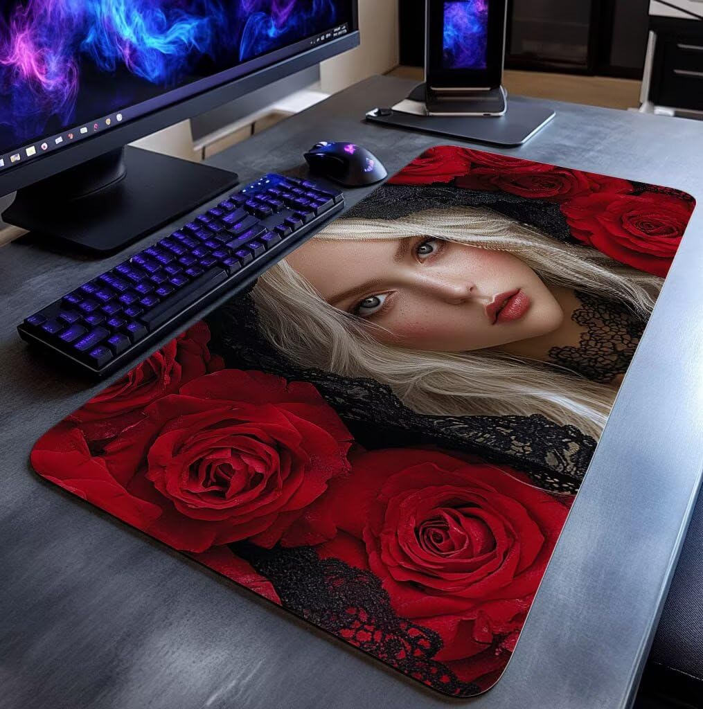 Różowa podkładka pod mysz XXL podkładka pod mysz 140 x 60 x 0,3 cm Wodoodporna podkładka pod mysz z antypoślizgową gumową podstawą do laptopa Klawiatura Gamer PC Dekoracja Jesień Biuro Kobieta DBYH