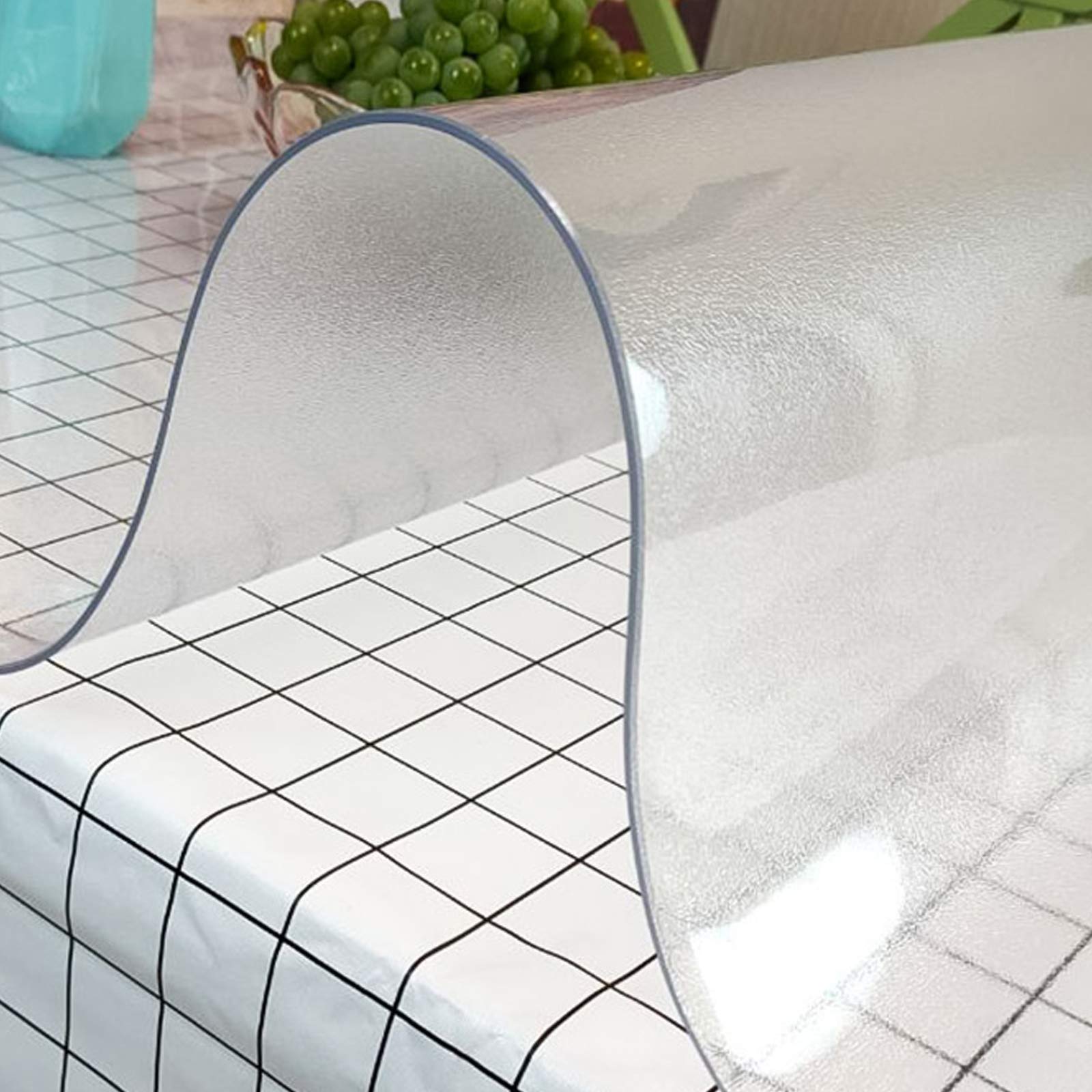 Nappe Transparente givrée en PVC 2mm 100x190cm avec bord biseauté pour table